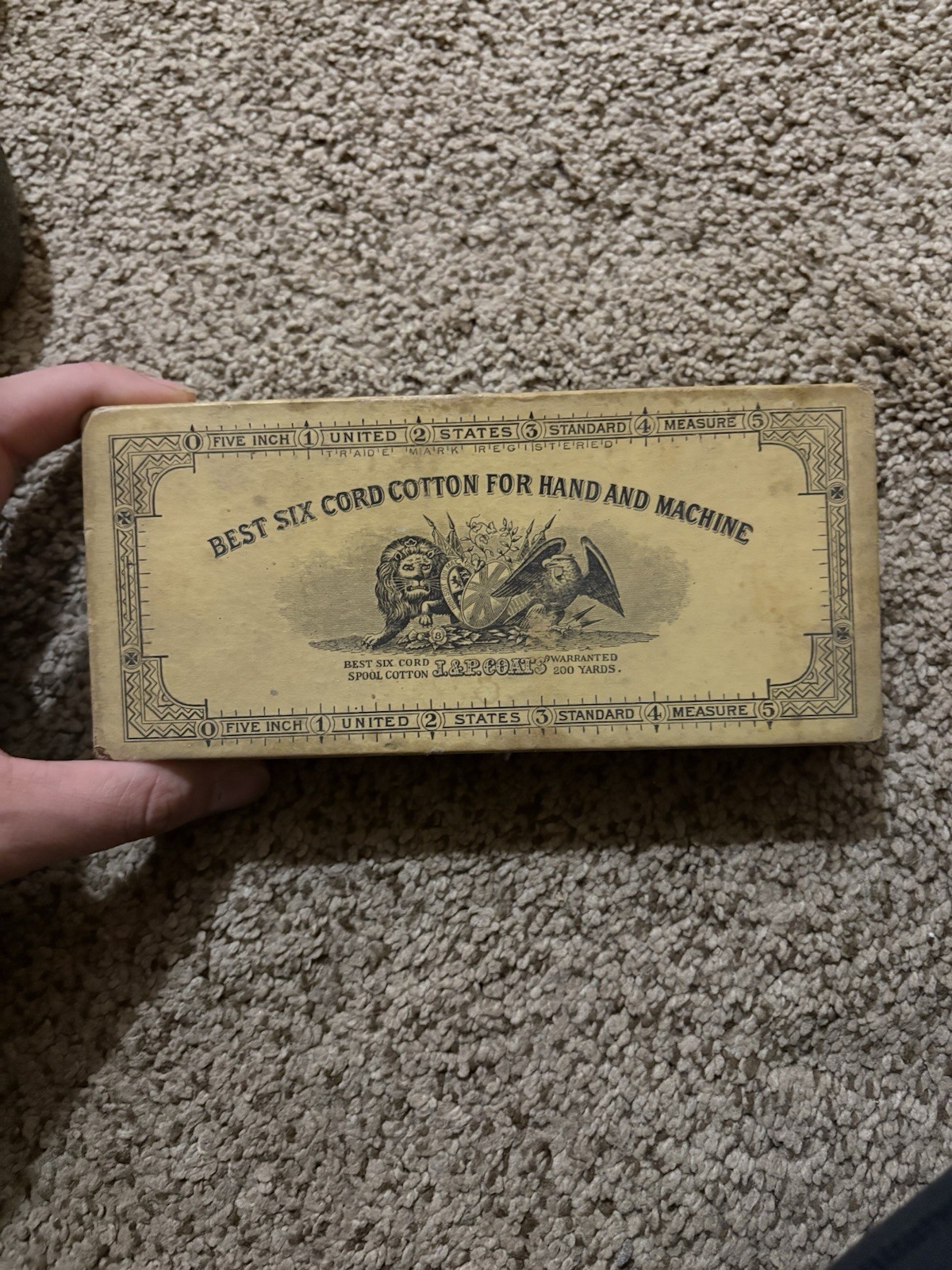 1880s Vintage J & P Costs Six Cord Spool Cotton 