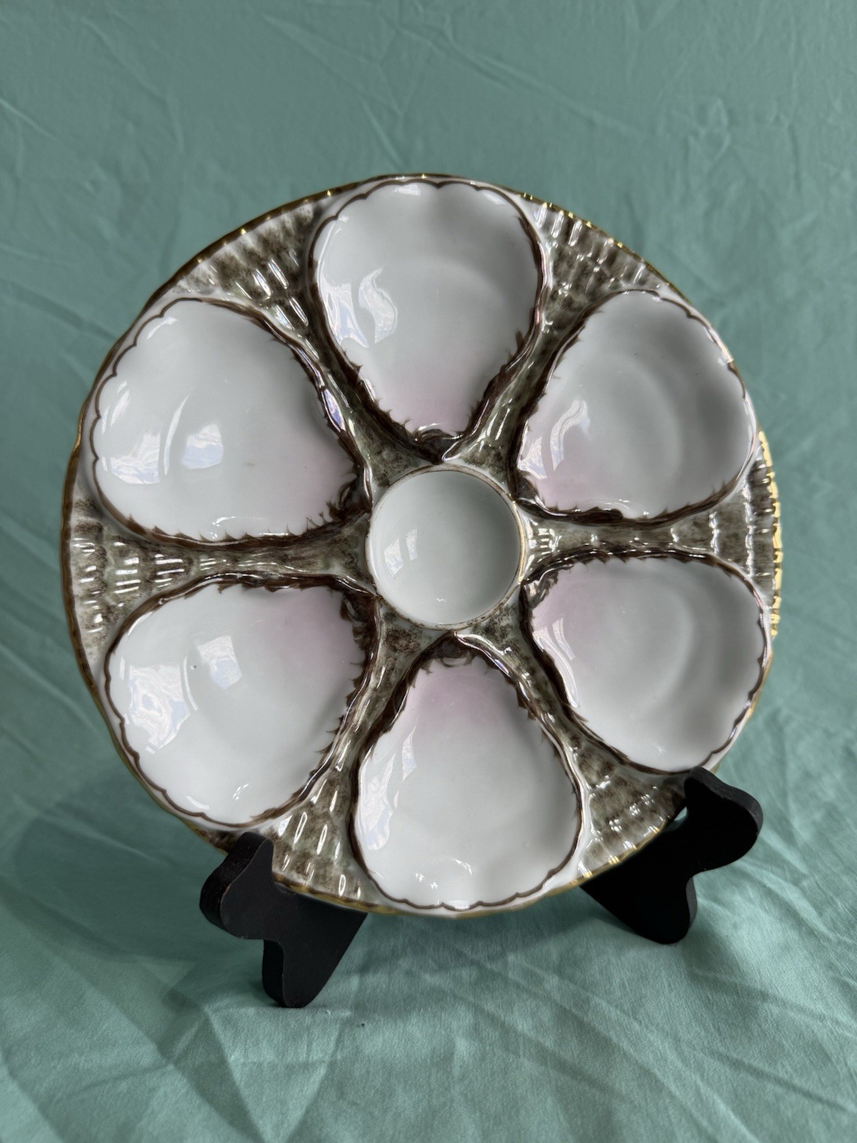Carl Tielsch Oyster Plate – Hand-Painted Porcelain, Germany c1875-1909