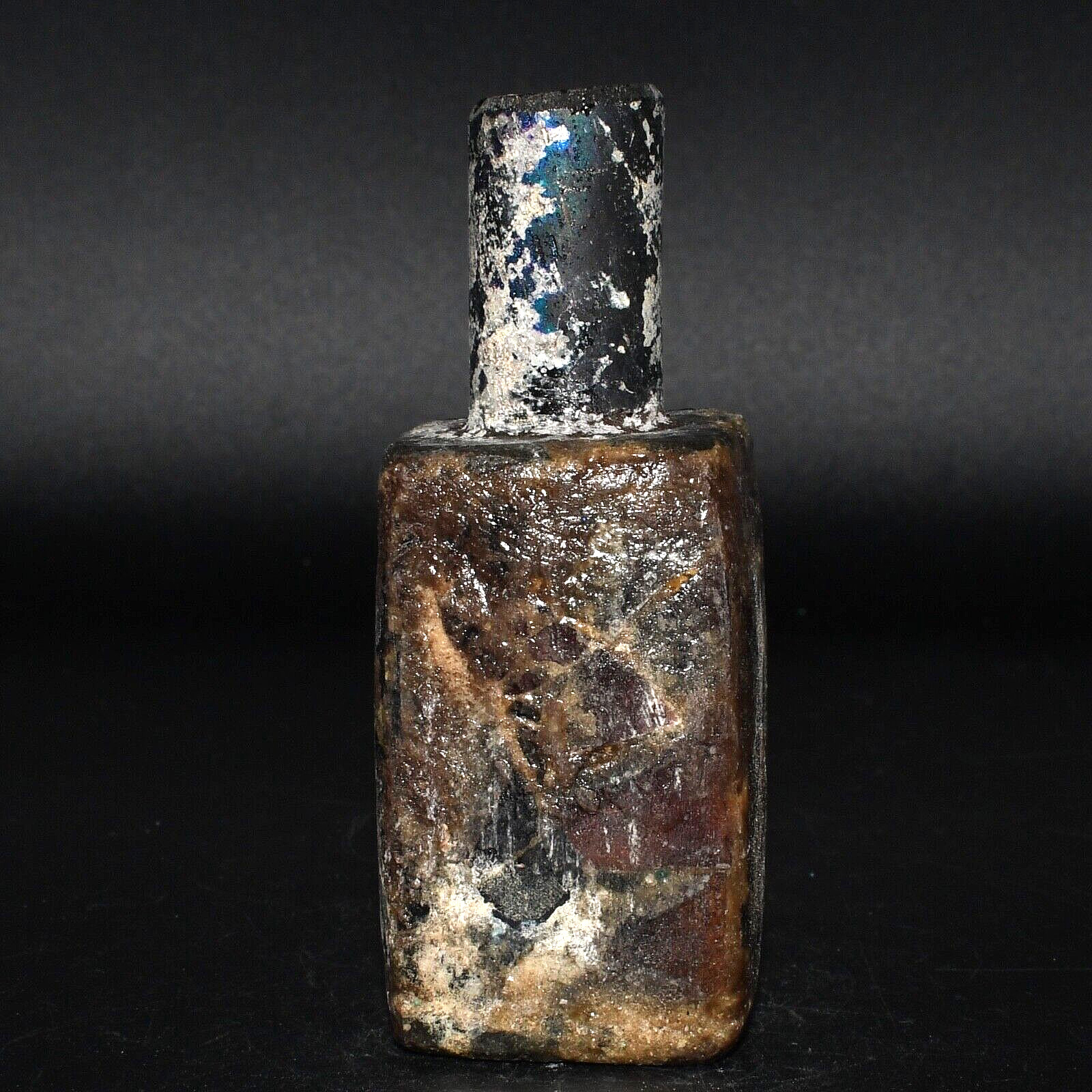 Authentic Ancient Roman Glass Bottle Vial with Extremely Rare Color