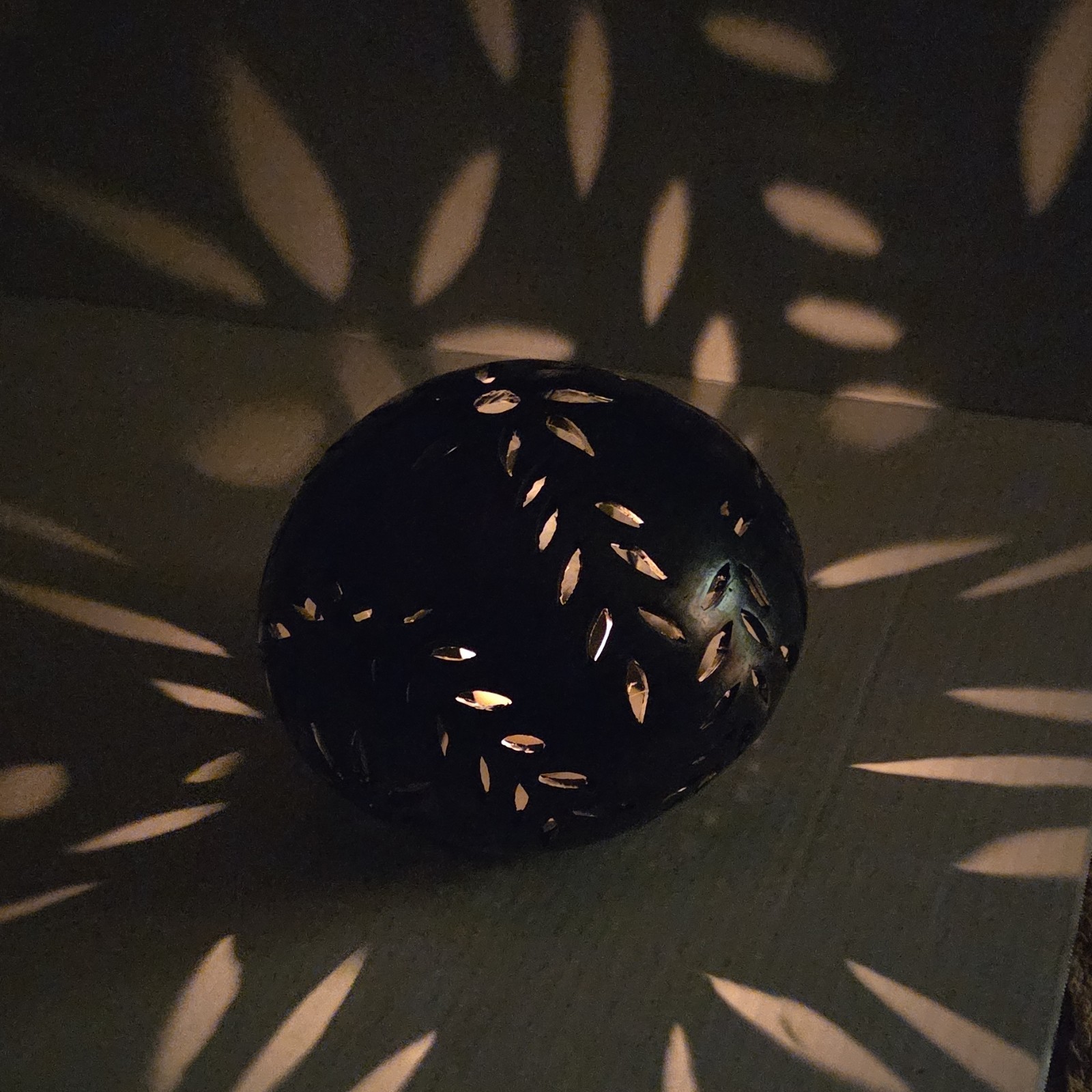 Vintage Barro Negro Oaxaca Mexico Black Clay Candle Holder Luminaria