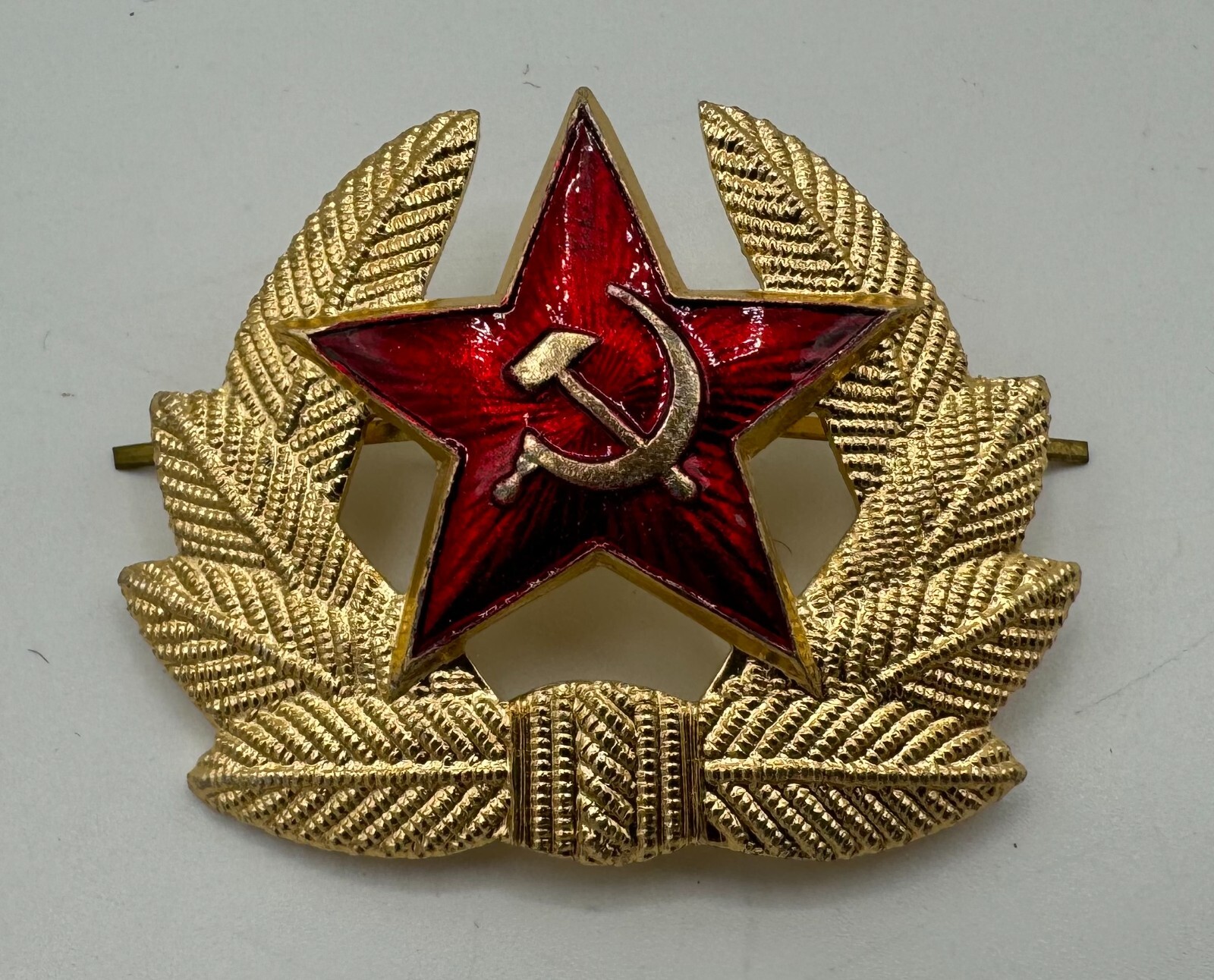 Vintage Soviet Red Army Visor Cap Hat Insignia Pin Badge Communist Red Enamel Vintage Soviet Red Army Visor Cap Hat Insignia Pin Badge Communist Red Enamel
