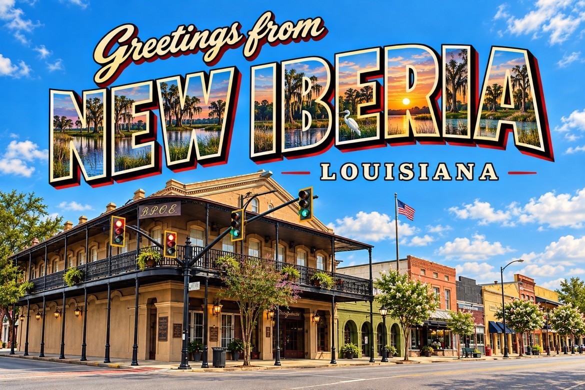 Greetings From New Iberia LOUISIANA 4x6 Modern Postcard E471