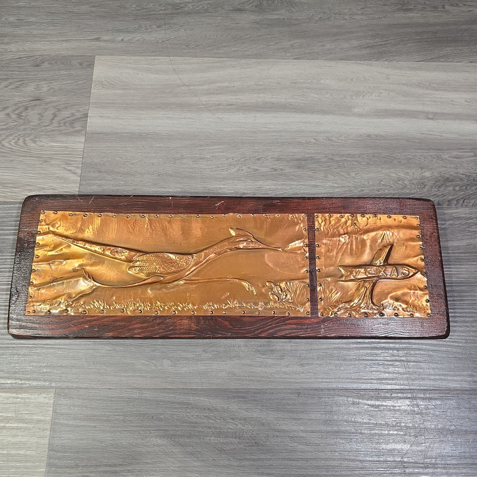 Vintage Slim Rustin Copper Picture The Texas Roadrunner Texas 1960s