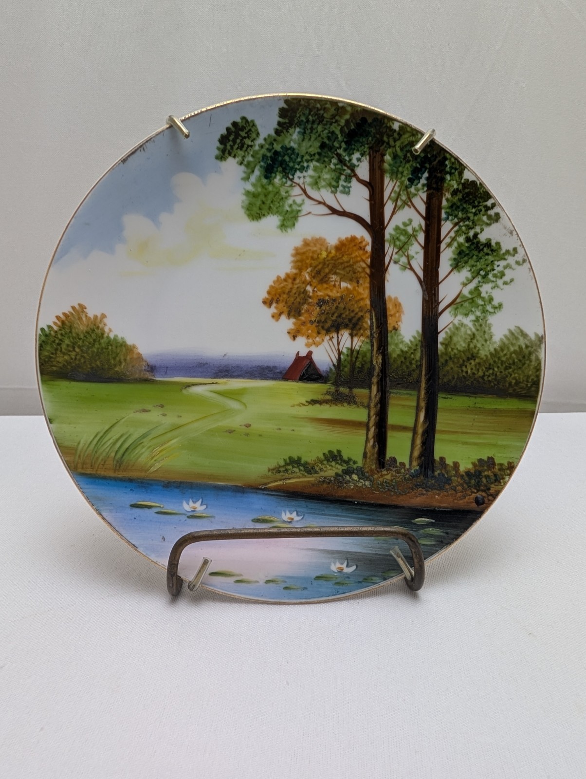 Set of 4 VTG Hand Painted Japan Porcelain Cabinet Plates Landscape Scenic
