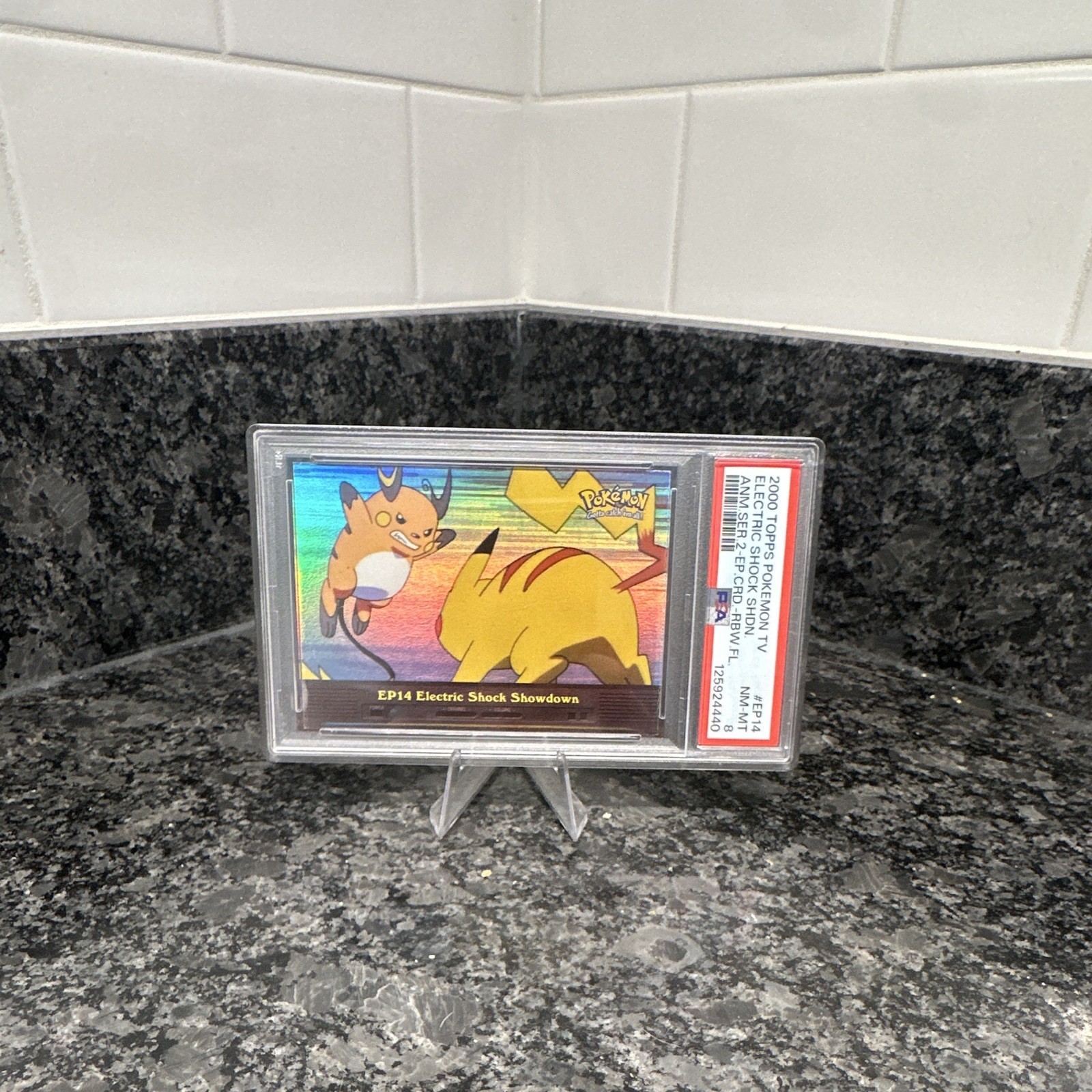 Topps 2000 Pokémon TV Animation EP14 Electric Shock Showdown RAINBOW FOIL PSA 8 