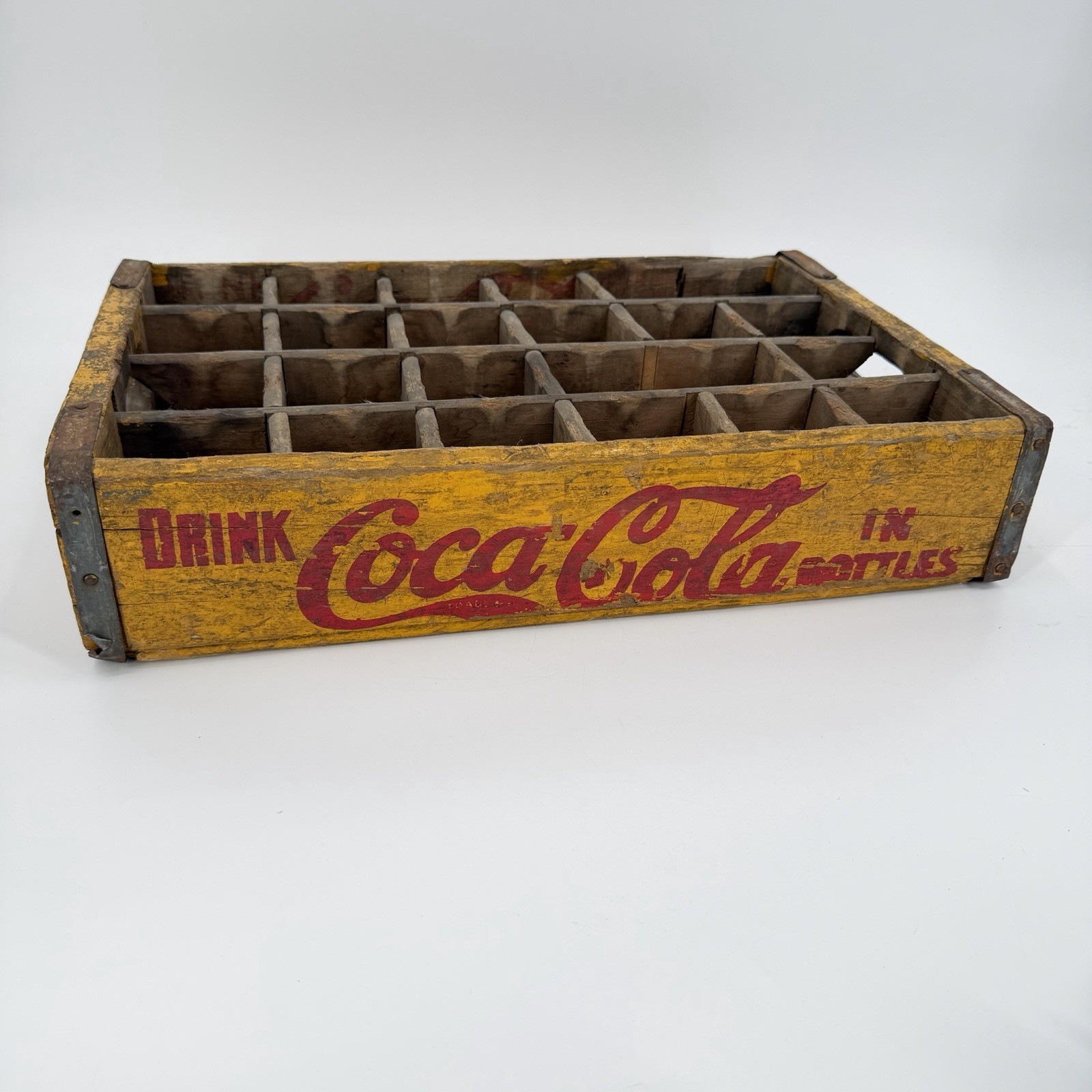 Vintage 1940’s-60's Coca-Cola Drink In Bottles Yellow and Red Wood Crate RARE