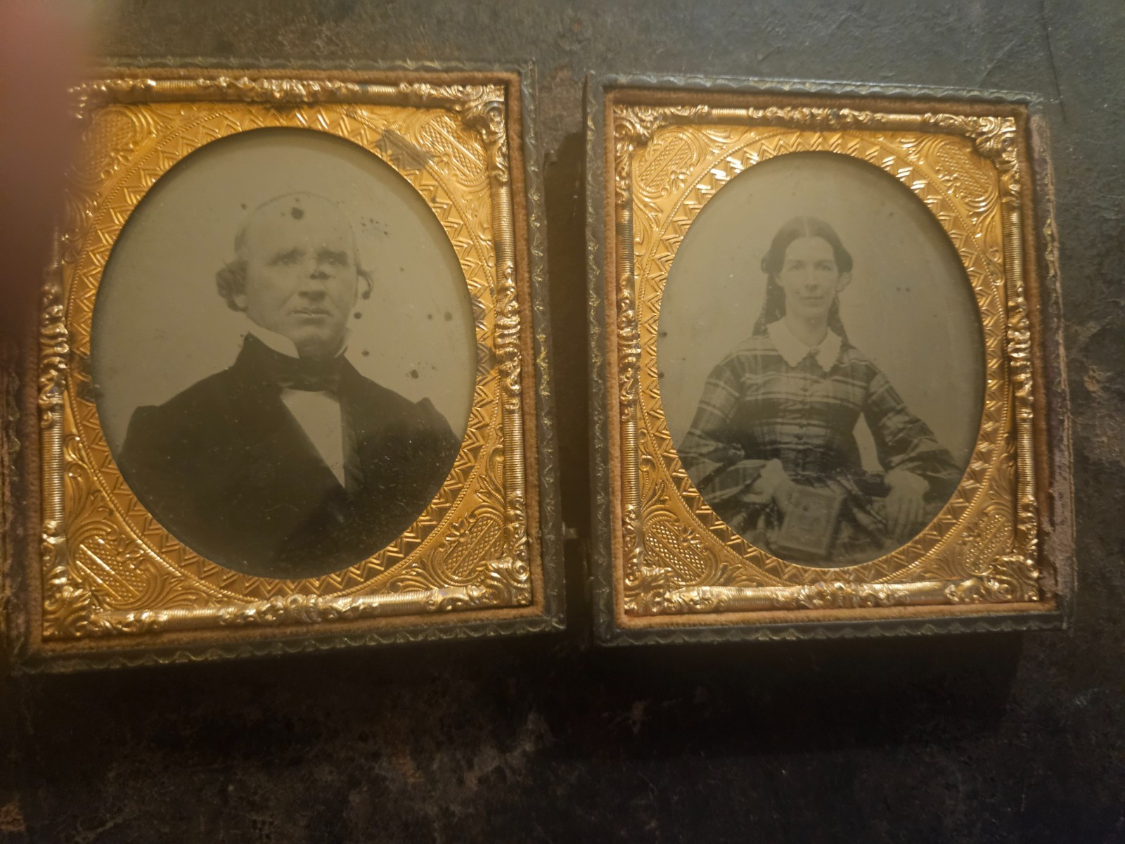 1850s Quarter Plate Double Ambrotype Hotchkiss Samuel the Immigrant Descendant
