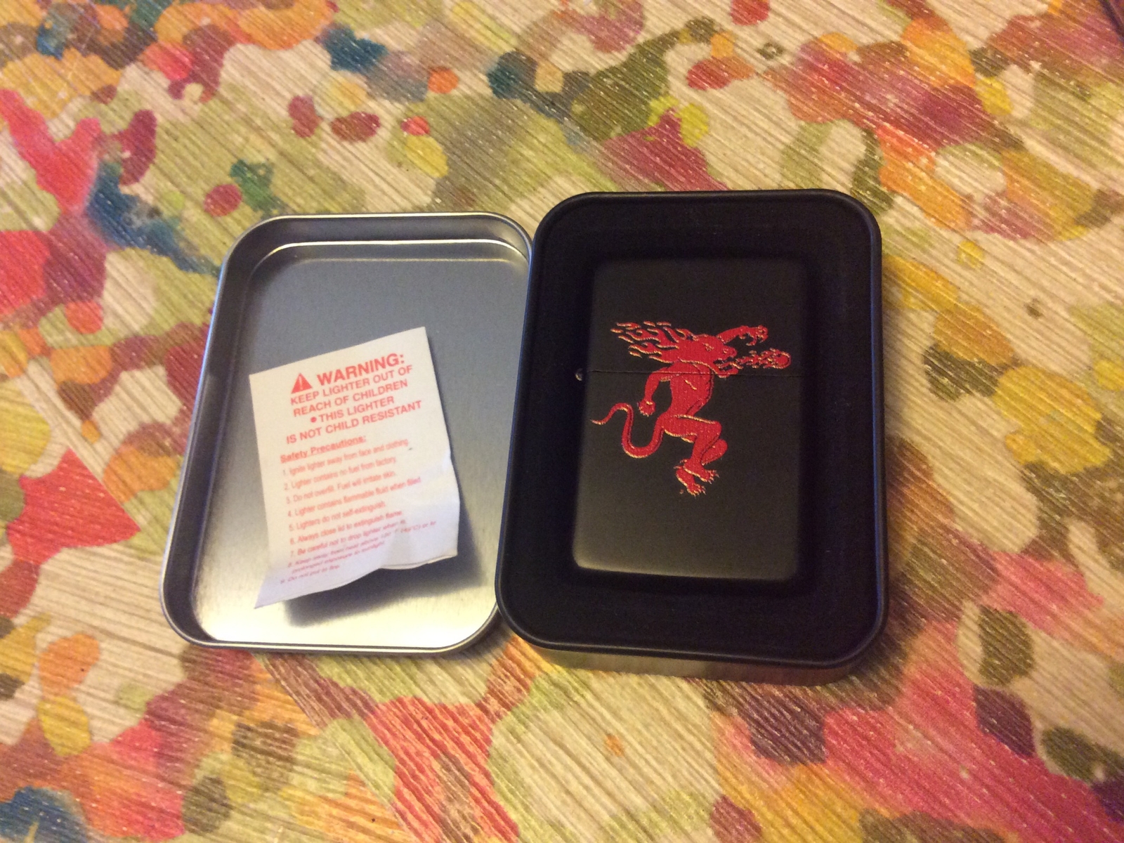 Lighter, Fireball Logo - Black With Red By Star 1 - 2015 New Open BoxNever Used