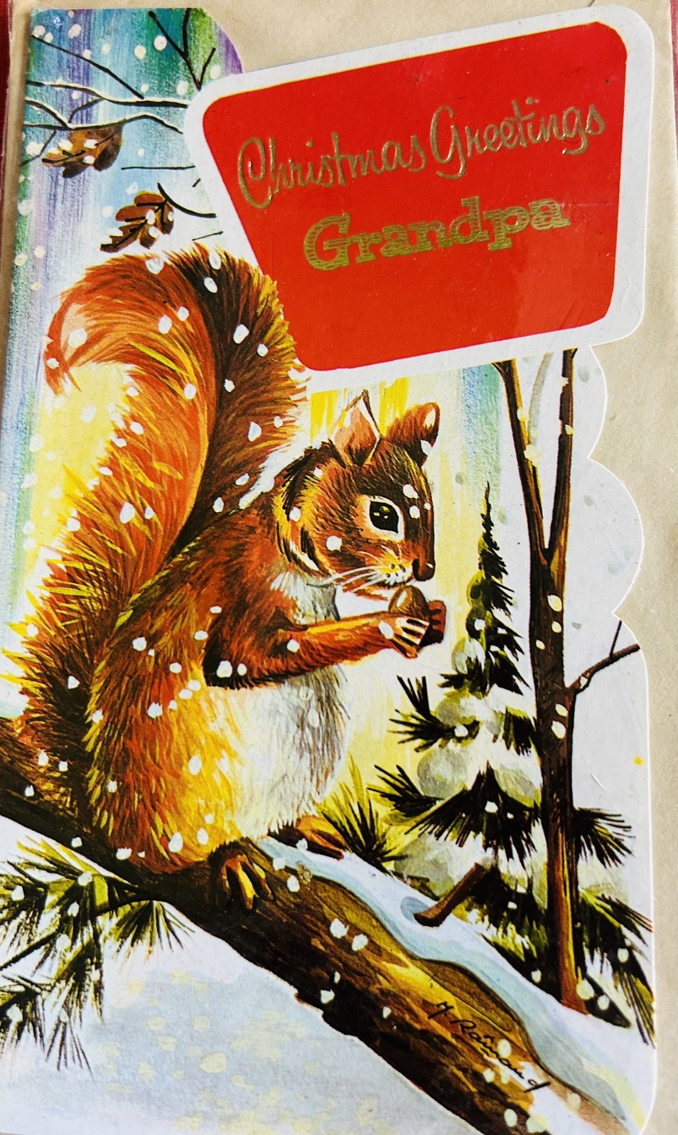 Vintage 1970s UNUSED Dead Stock Christmas Greeting Card for grandpa