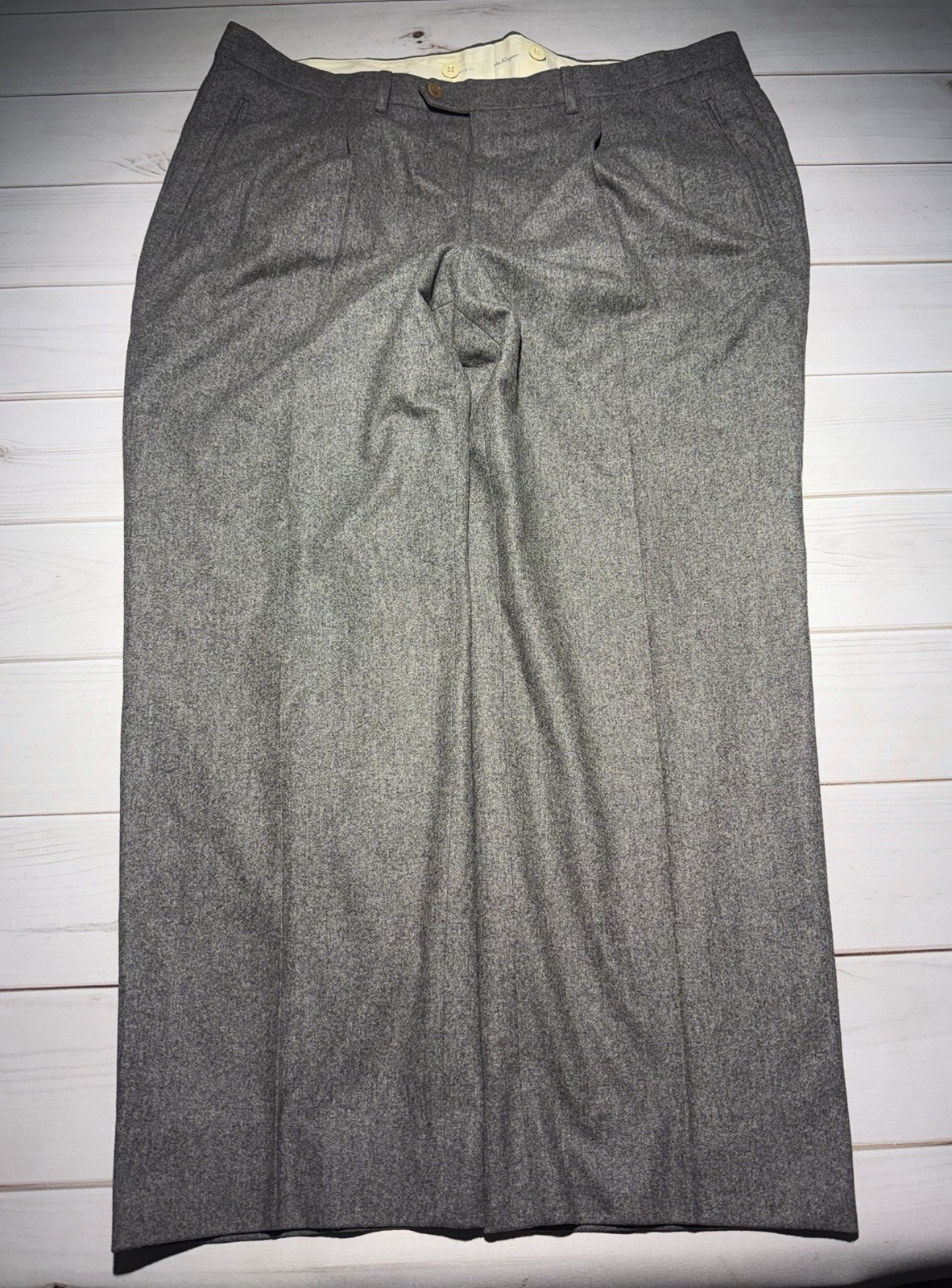 Vintage 90s Salvatore Ferragamo Pleated Wool Trousers Pants Made In Italy