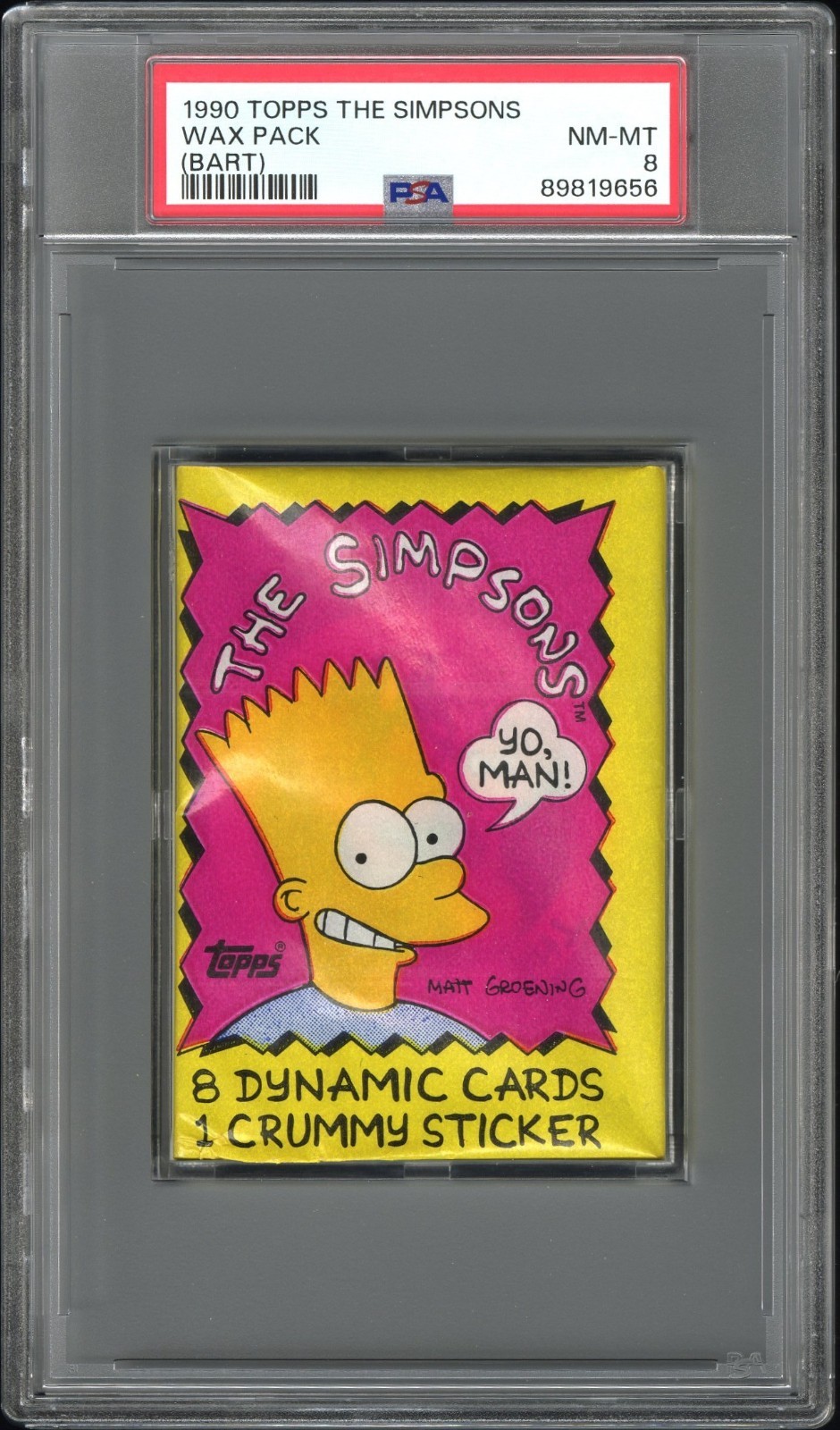 1990 Topps The Simpsons TV Show Wax Pack BART PSA 8