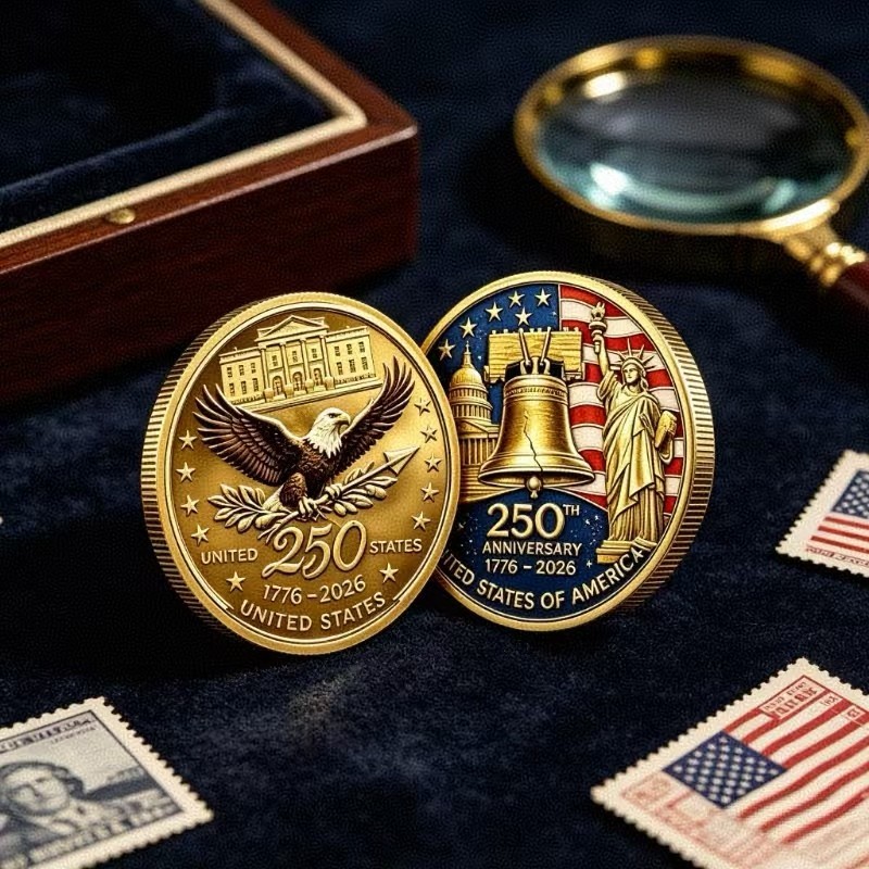 USA 250th Anniversary Challenge Coin 3D Embossed Metal Commemorative Coin