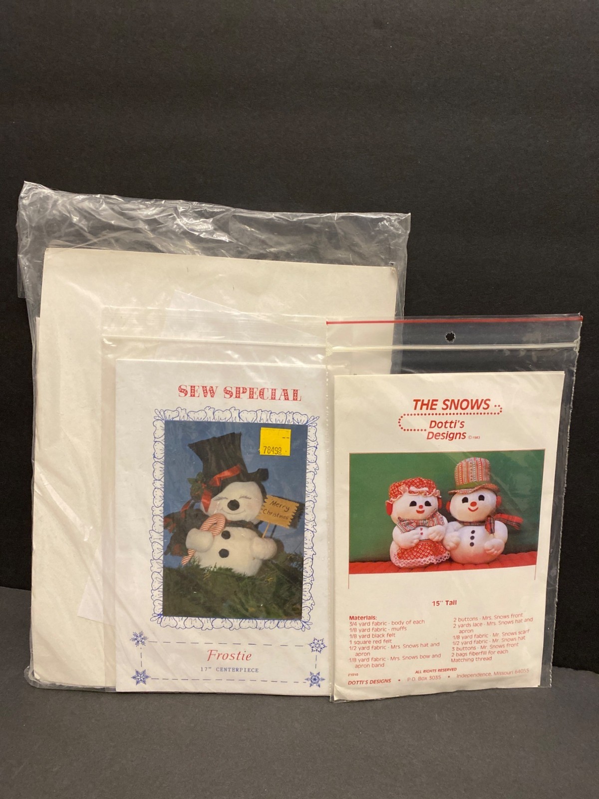 Frostie 17” & The Snows 15” SET of 2 VTG Sewing Kits Snowman DIY Craft Grandkids