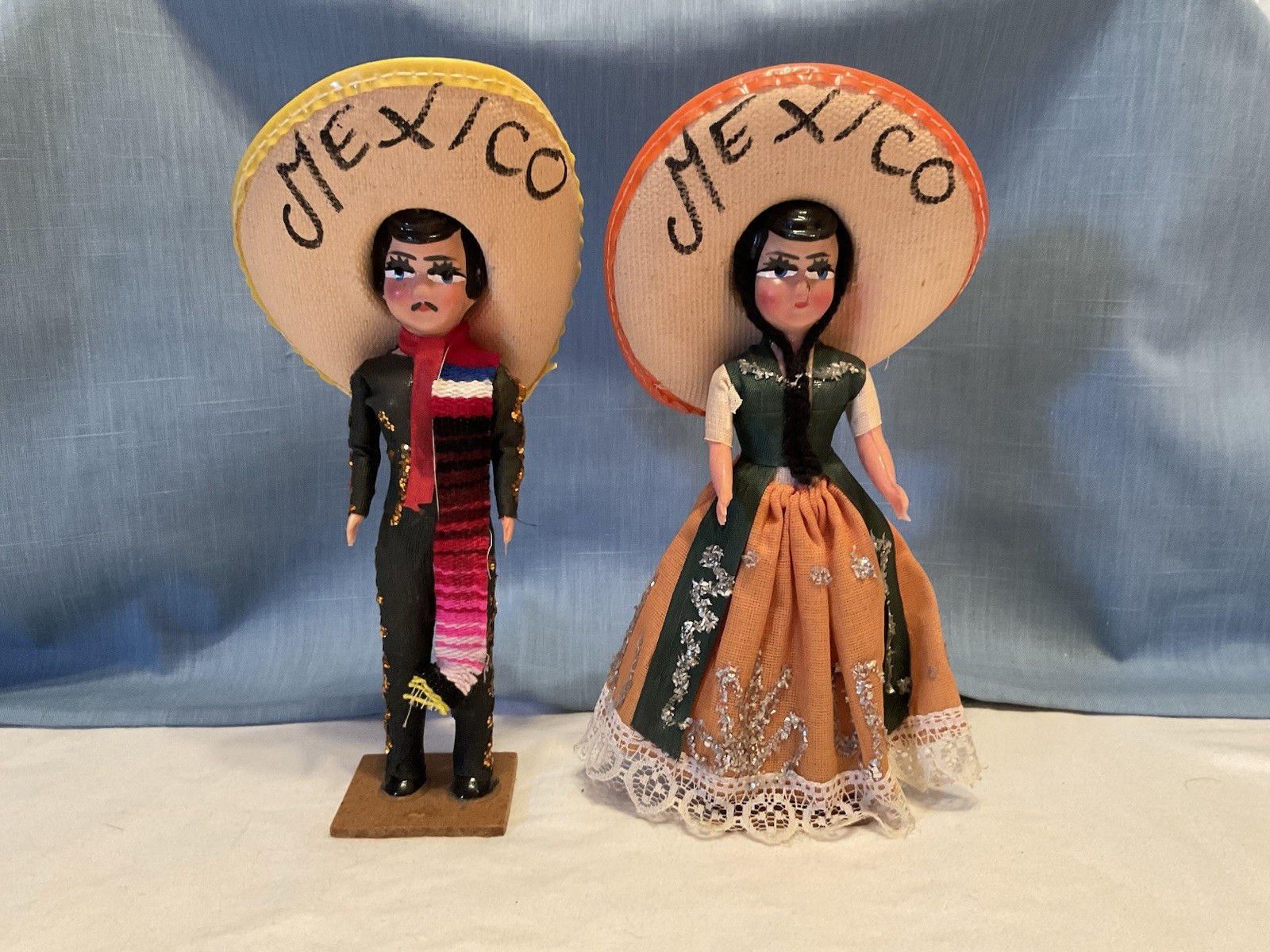 Vintage Mexican souvenir advertising dolls for Camino Real Gran Tequila