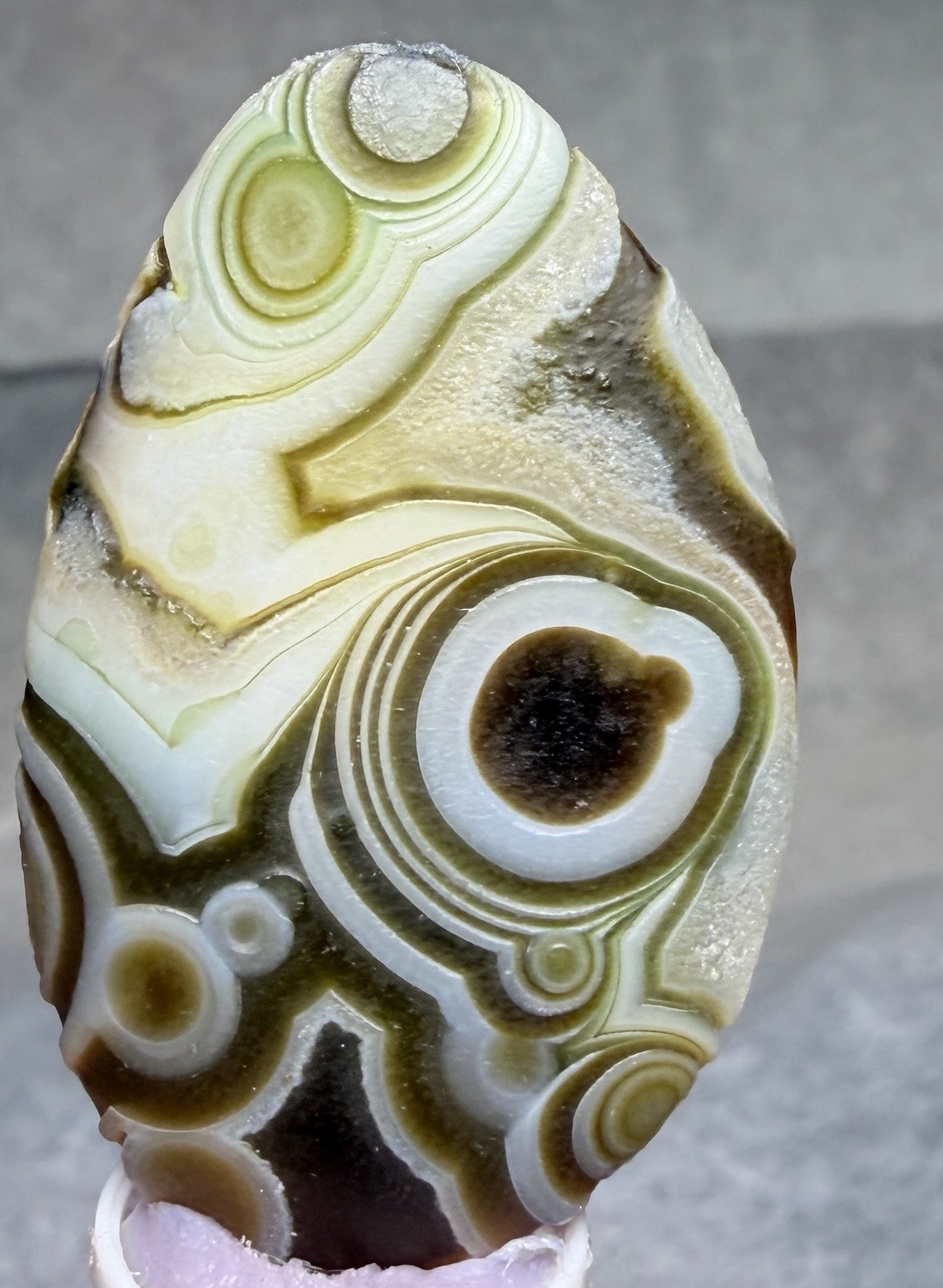 👀 Mongolian Desert  Gobi Dessert 10 Eye Agate Palm Stone, Silkworm Lines ✨🔥