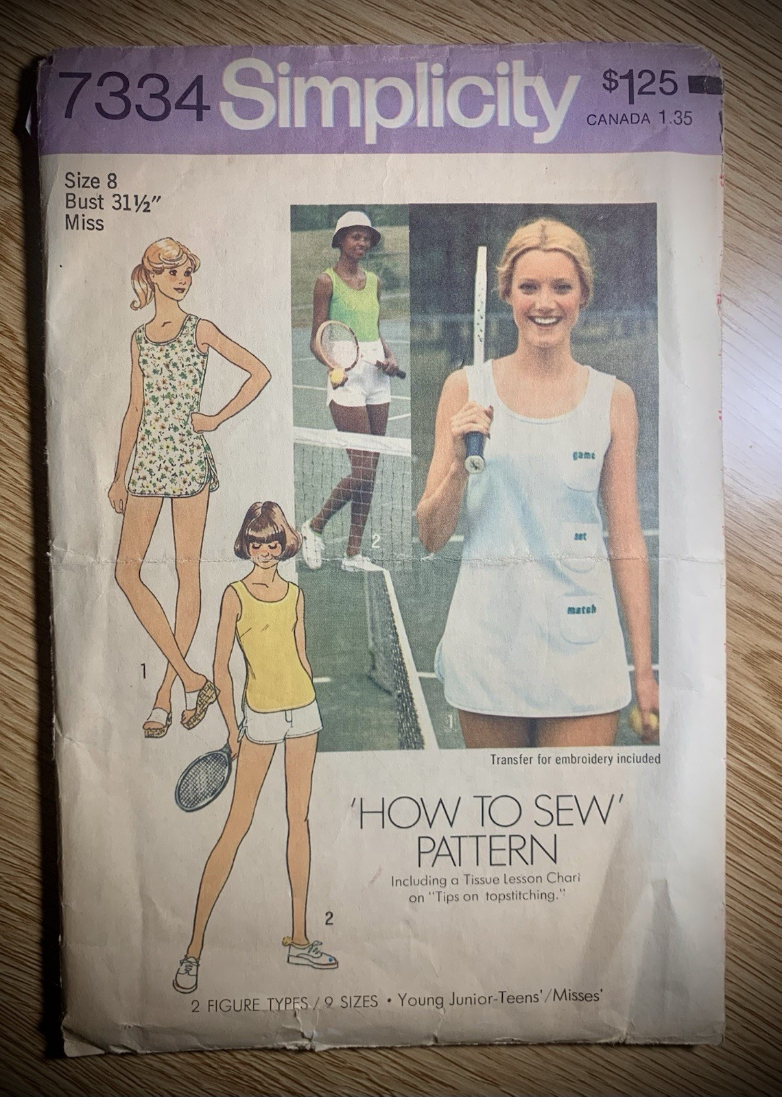 VTG 1976 SIMPLICITY ‘HOW TO SEW’ PATTERN # 7334 Size 8 - 2 Figure Types/9 Sizes