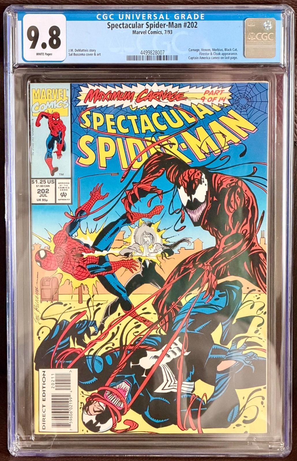 Spectacular Spider-Man #202 CGC 9.8 WP NM/M 1993 MAXIMUM CARNAGE Part 9 🕷️🦠
