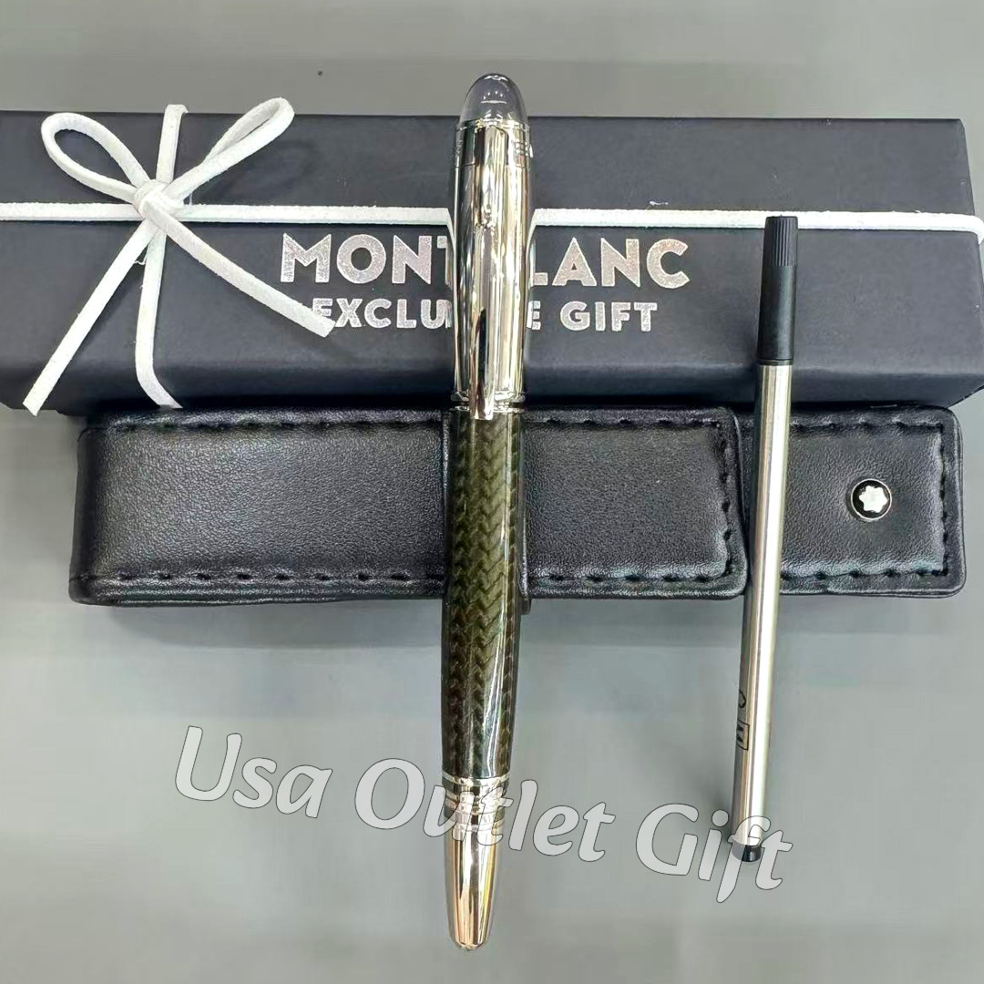 MONTBLANC StarWalker Carbon Fiber Silver Trim Rollerball Pen Pouch & Refill