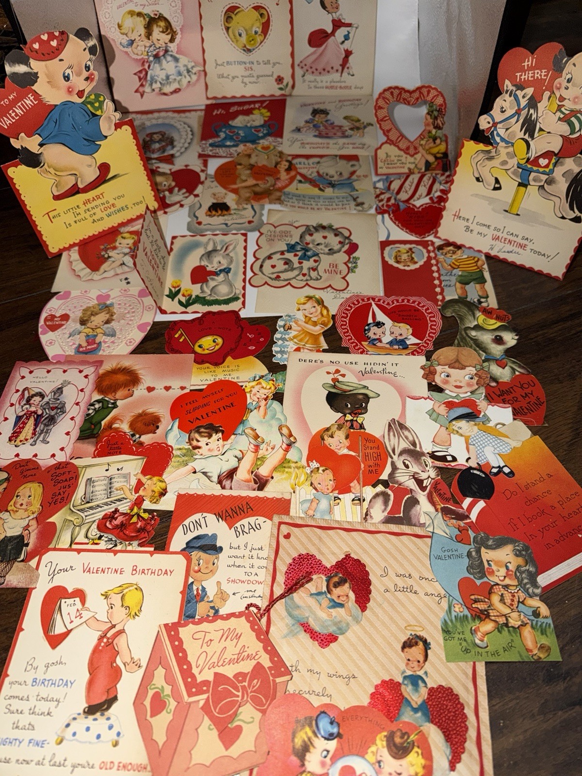 Lot 46 Vintage 1930s 40’s   Valentine Cards Die Cut Pop Up Anthropomorphic …