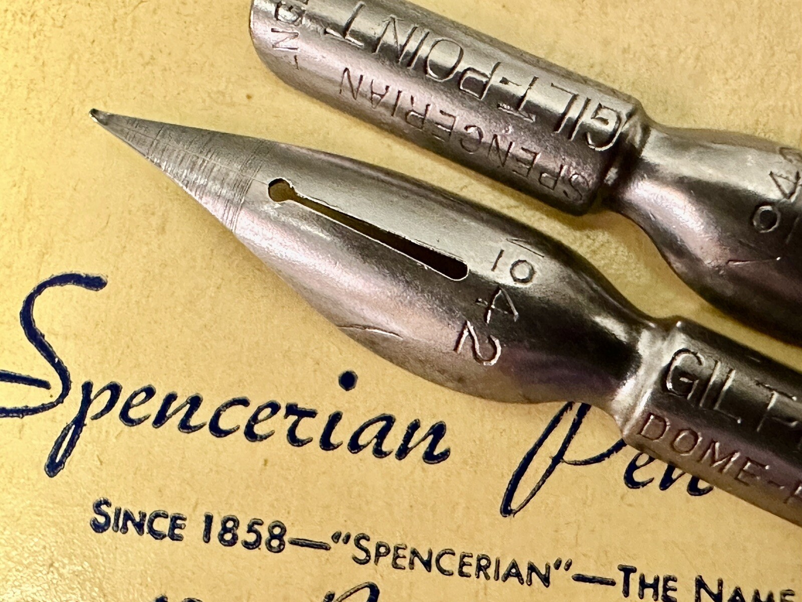 Two Vintage Spencerian Dome Pointed No. 42 Dip Pen Nibs