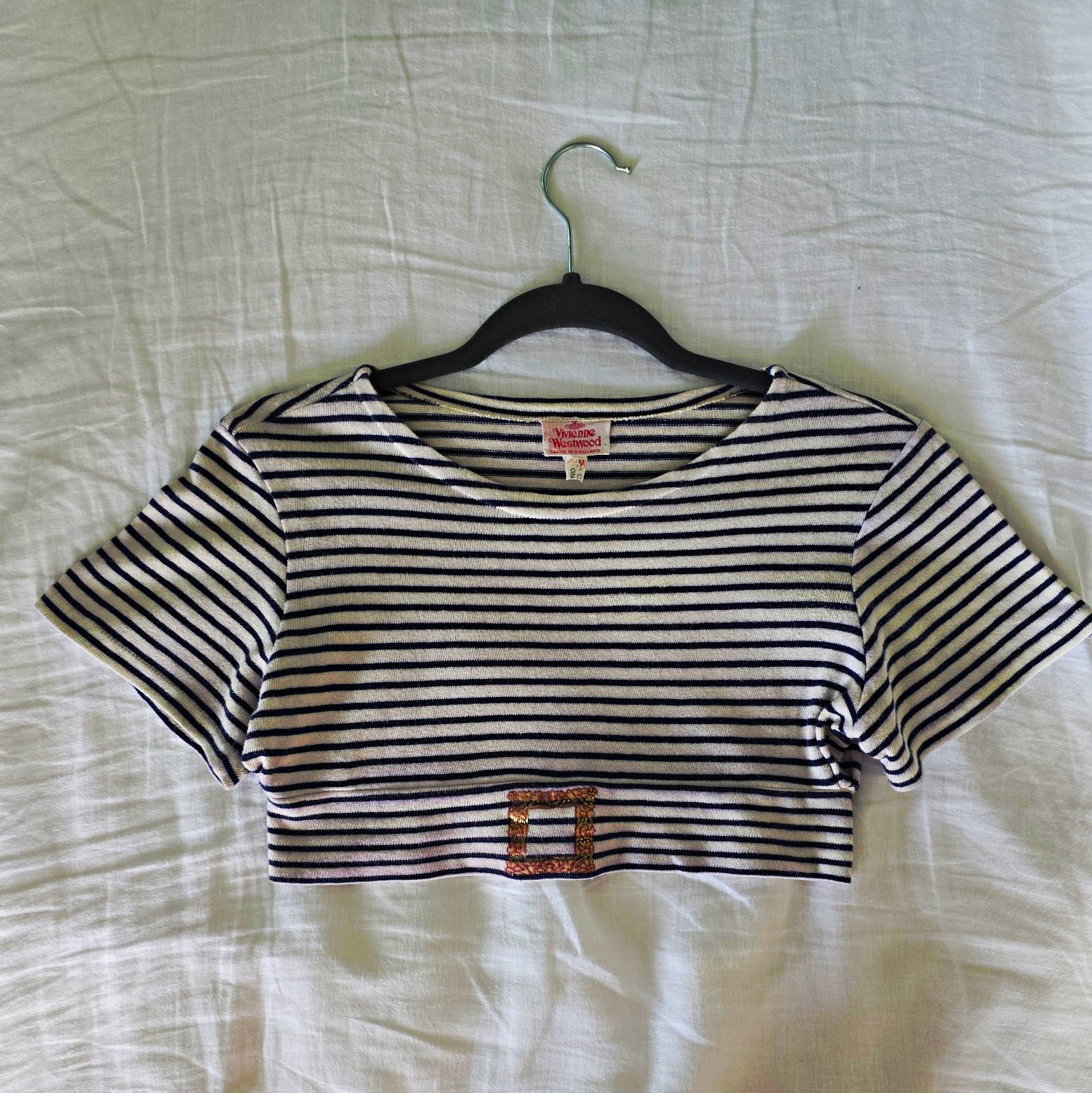 Vivienne Westwood Vintage S/S 1989 \'Civilizade\' Striped Frame Print Crop Top O/S