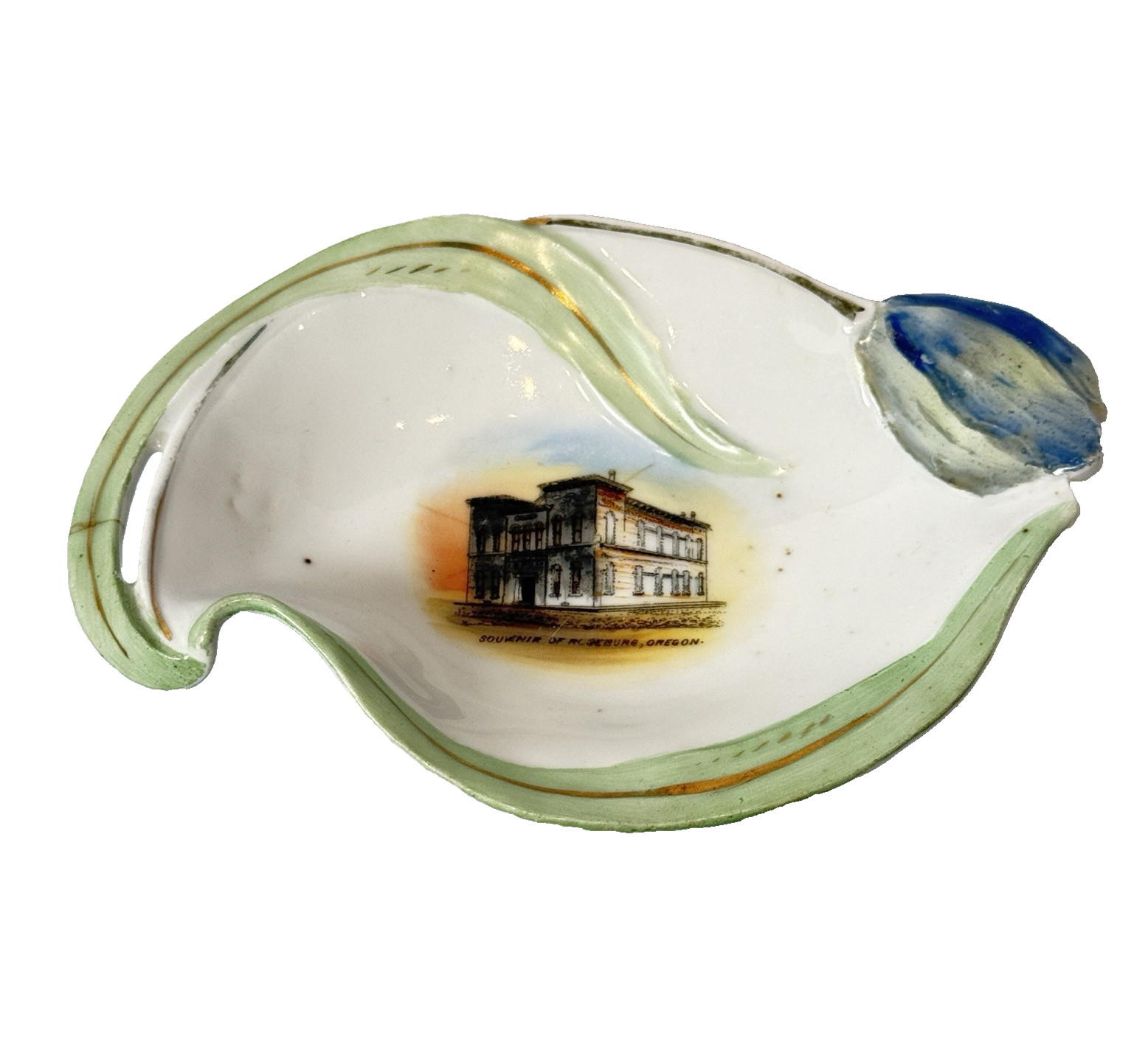 ROSEBURG OREGON OR Antique 1900s Souvenir China Change Dish ASHTRAY