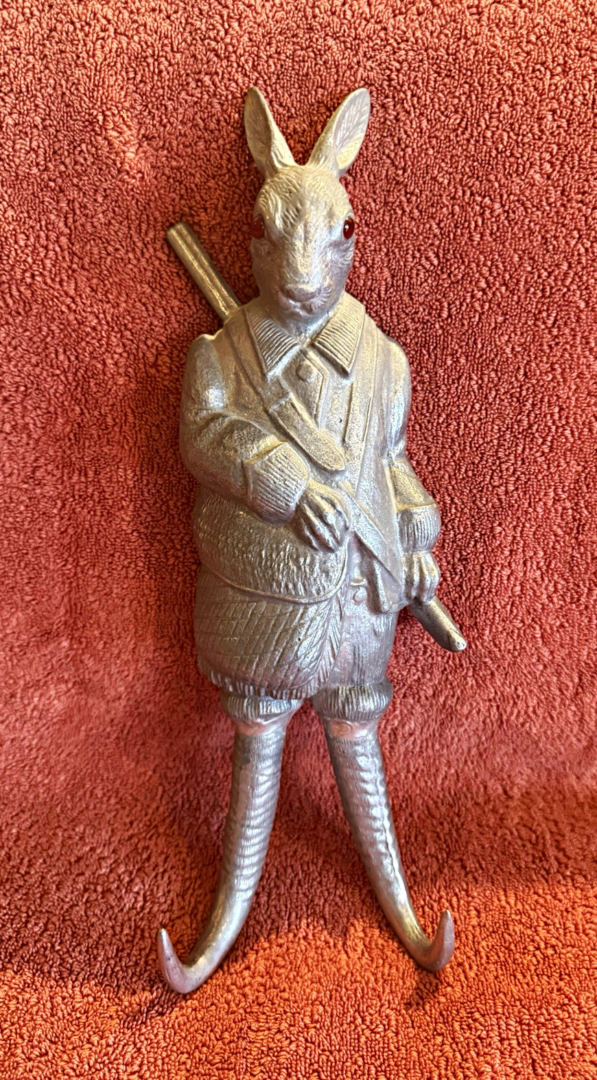Arthur Court Sand Cast Aluminum Rabbit Hunter Soldier Hook. Unique 1978 vintage