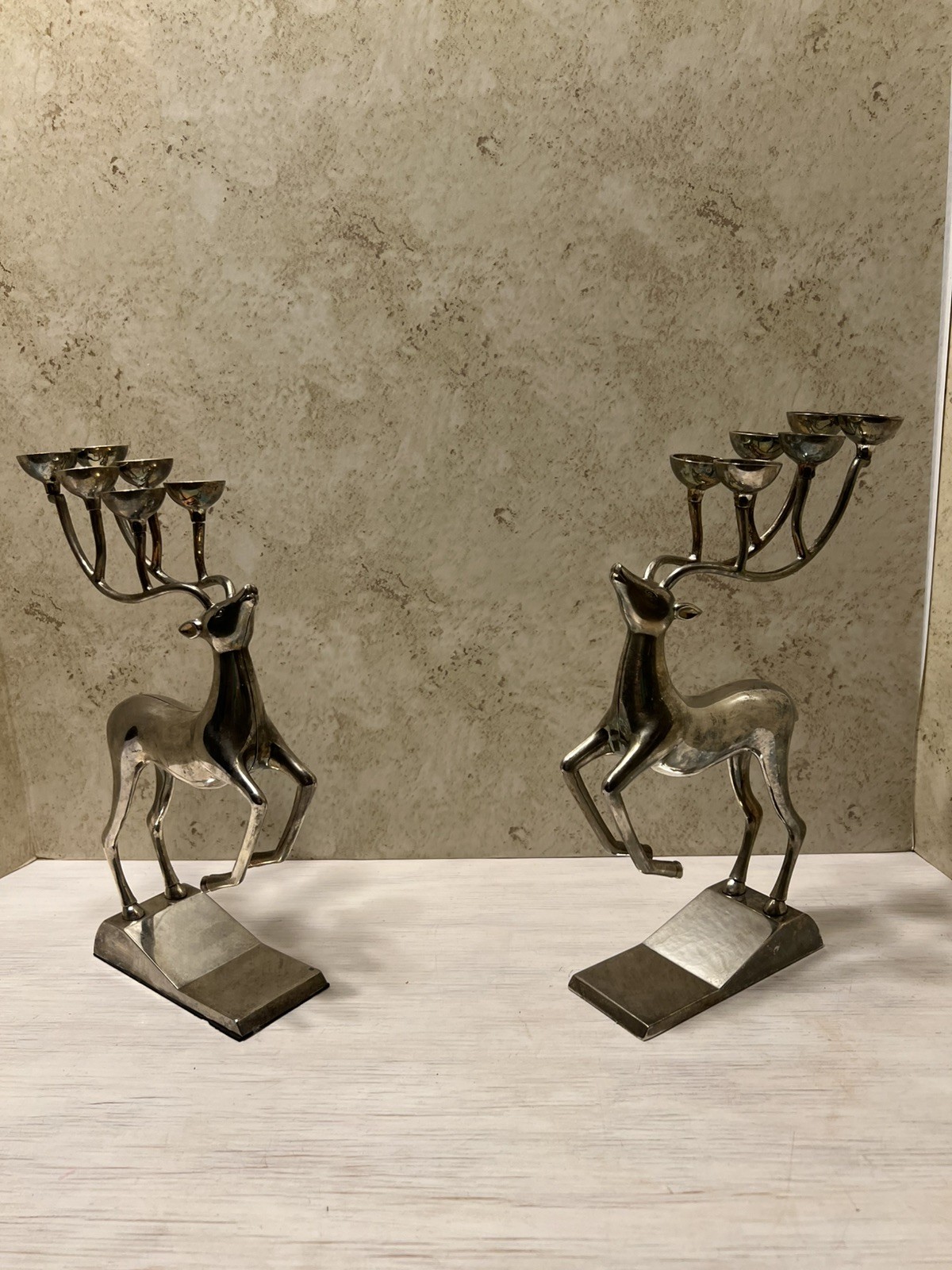 Vtg Godinger Deer Candle Holder Heavy 12\