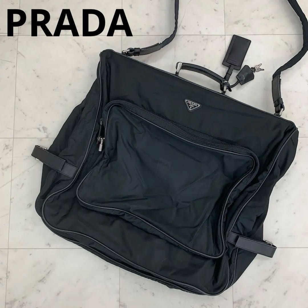 PRADA Outdoor Garment Bag Costume Case Nylon Black Triangle Logo VHTF Designer P