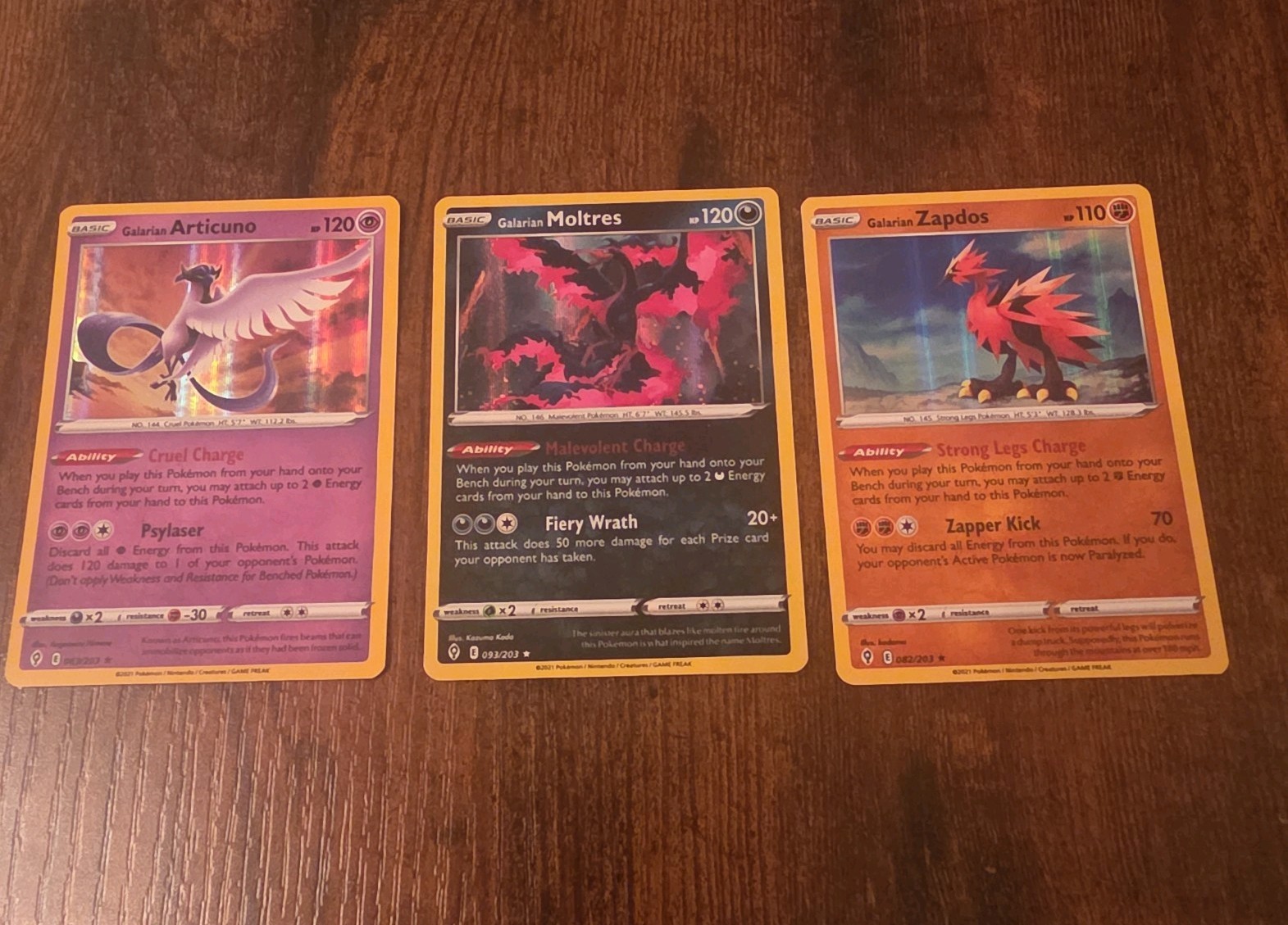 English 3 Birds Pokémon Card Bundle articuno/ moltres/zapdos