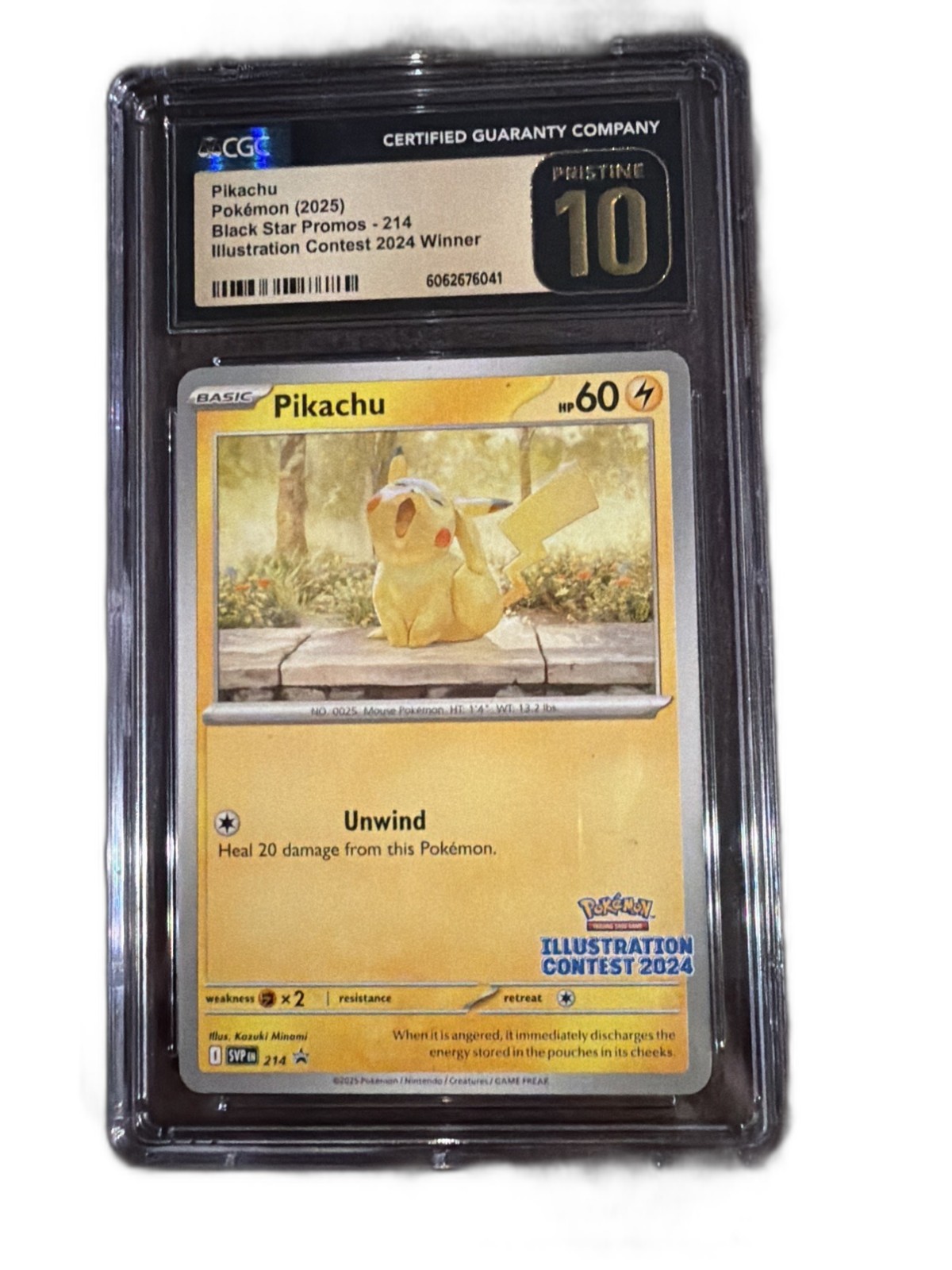 Pikachu SVP 214 Illustration Contest 2024 CGC 10 PRISTINE Black Star Pokemon