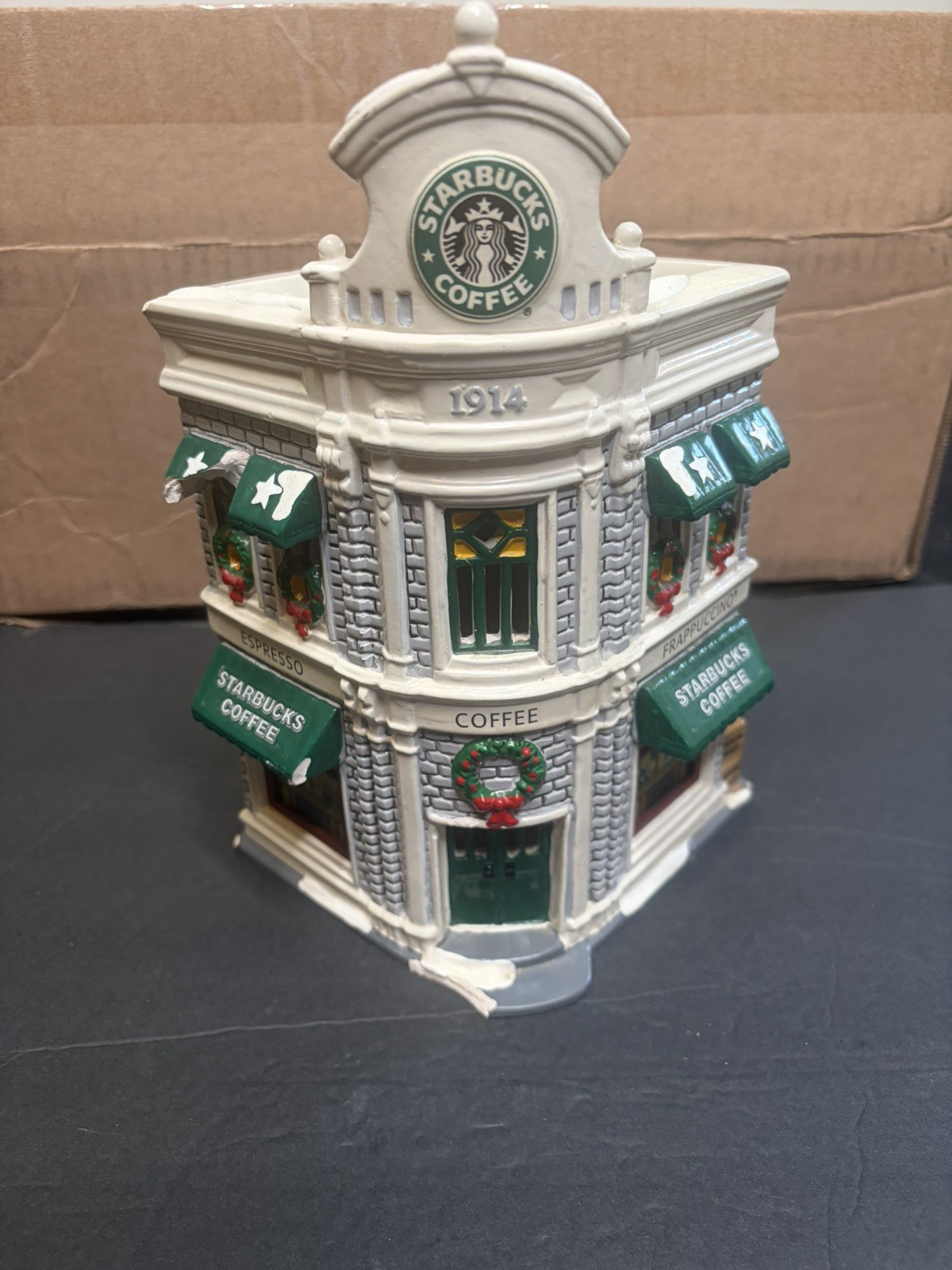 Vintage 1995 Starbucks Coffee Shop Department 56 Snow Village Christmas (READ)