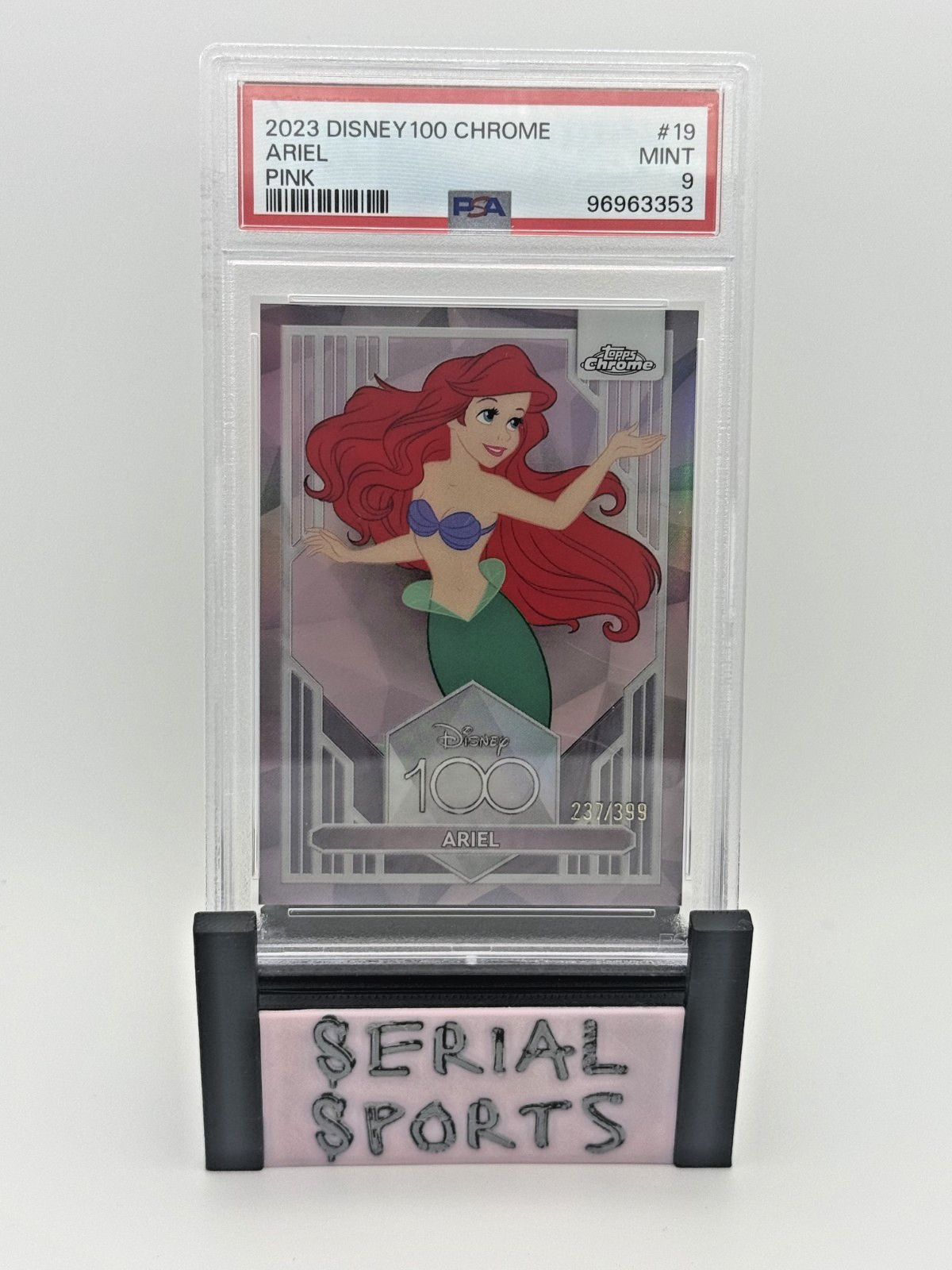 2023 Topps Chrome Disney 100 Ariel Pink Refractor #237/399 PSA 9