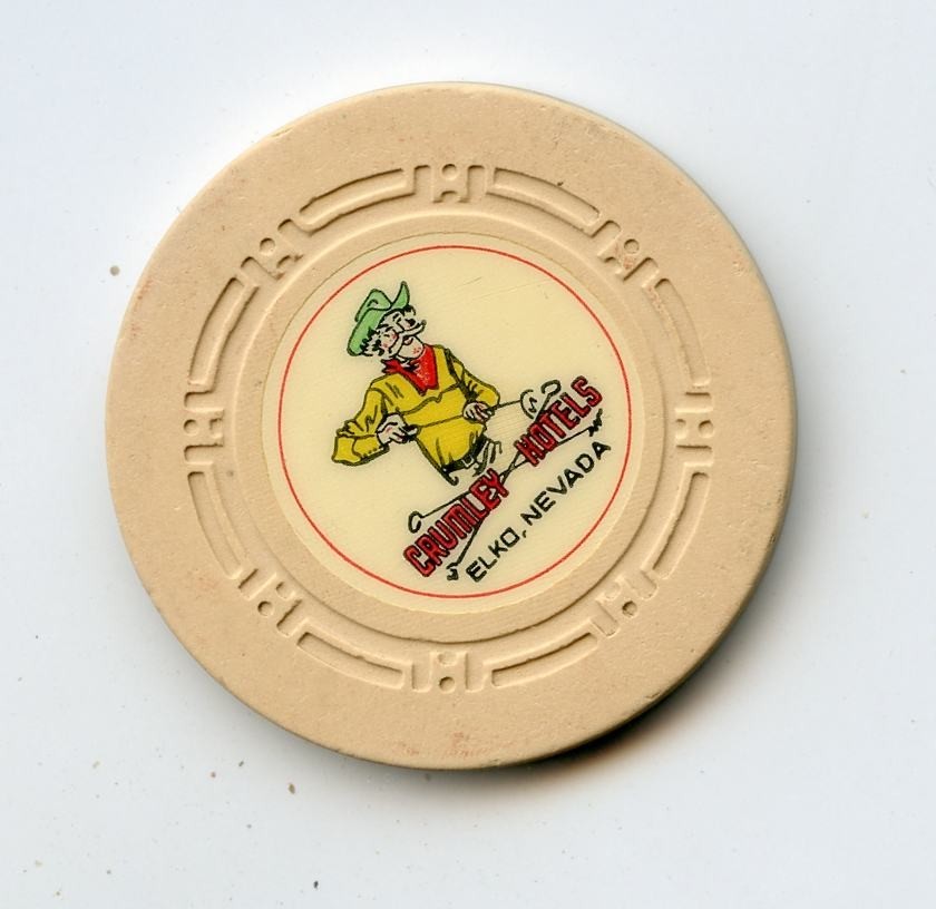 1.00 Chip from the Crumley Hotels Casino Elko Nevada Roulette H Cream 1.00 Chip from the Crumley Hotels Casino Elko Nevada Roulette H Cream