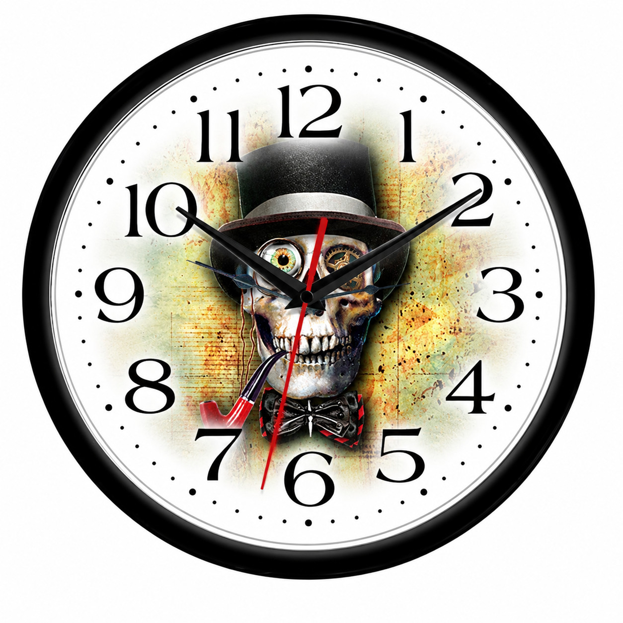 Steampunk Skull Top Hat 10 Inch Wall Clock Gothic Industrial Decor | Quartz