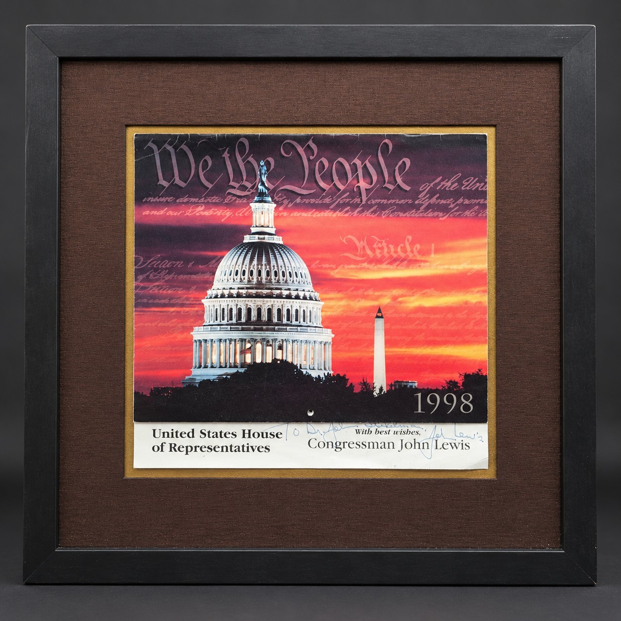 1998 John Lewis Signed Congressman US Capitol Print Civil Rights Framed 18x18