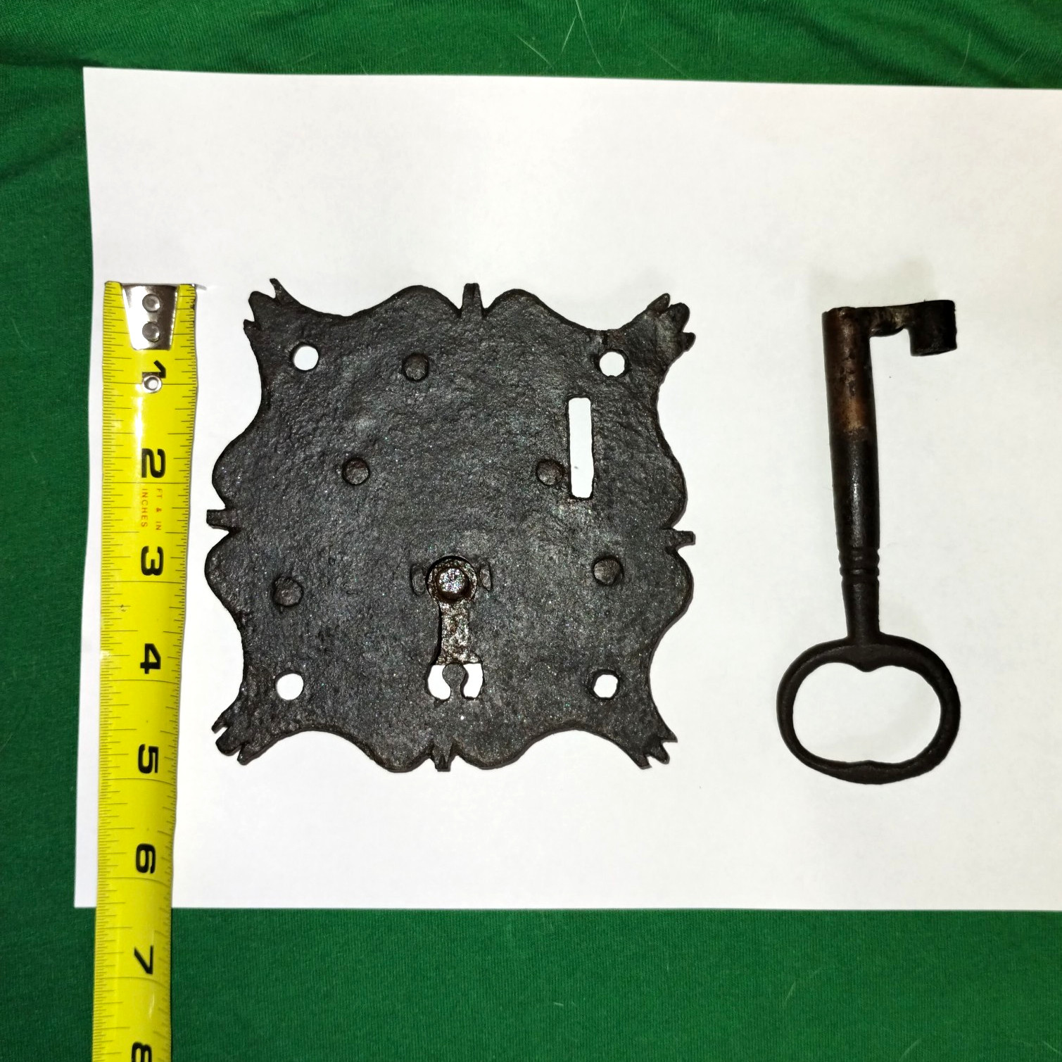 Antique Wrought Iron Lock Key Colonial Spanish West Florida Baroque Chest Coffer