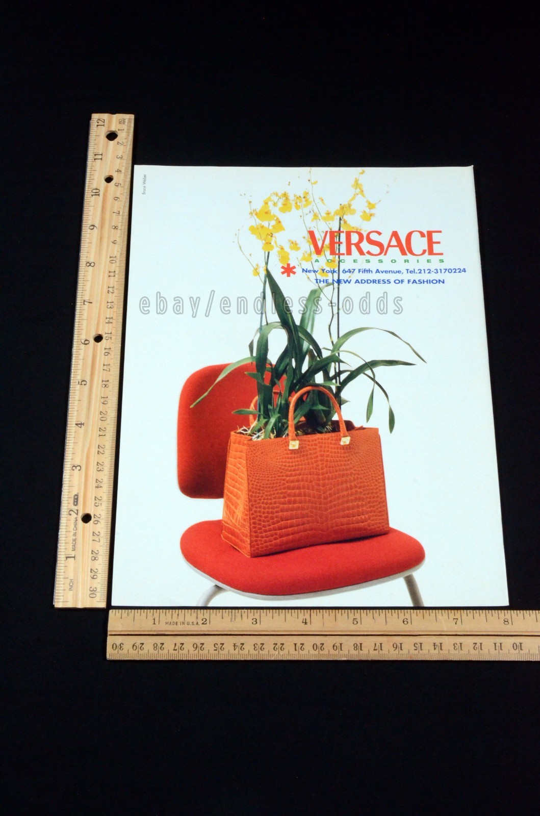 1996 Versace Accessories Purse Flower New York Magazine Page Print Ad Poster 90s