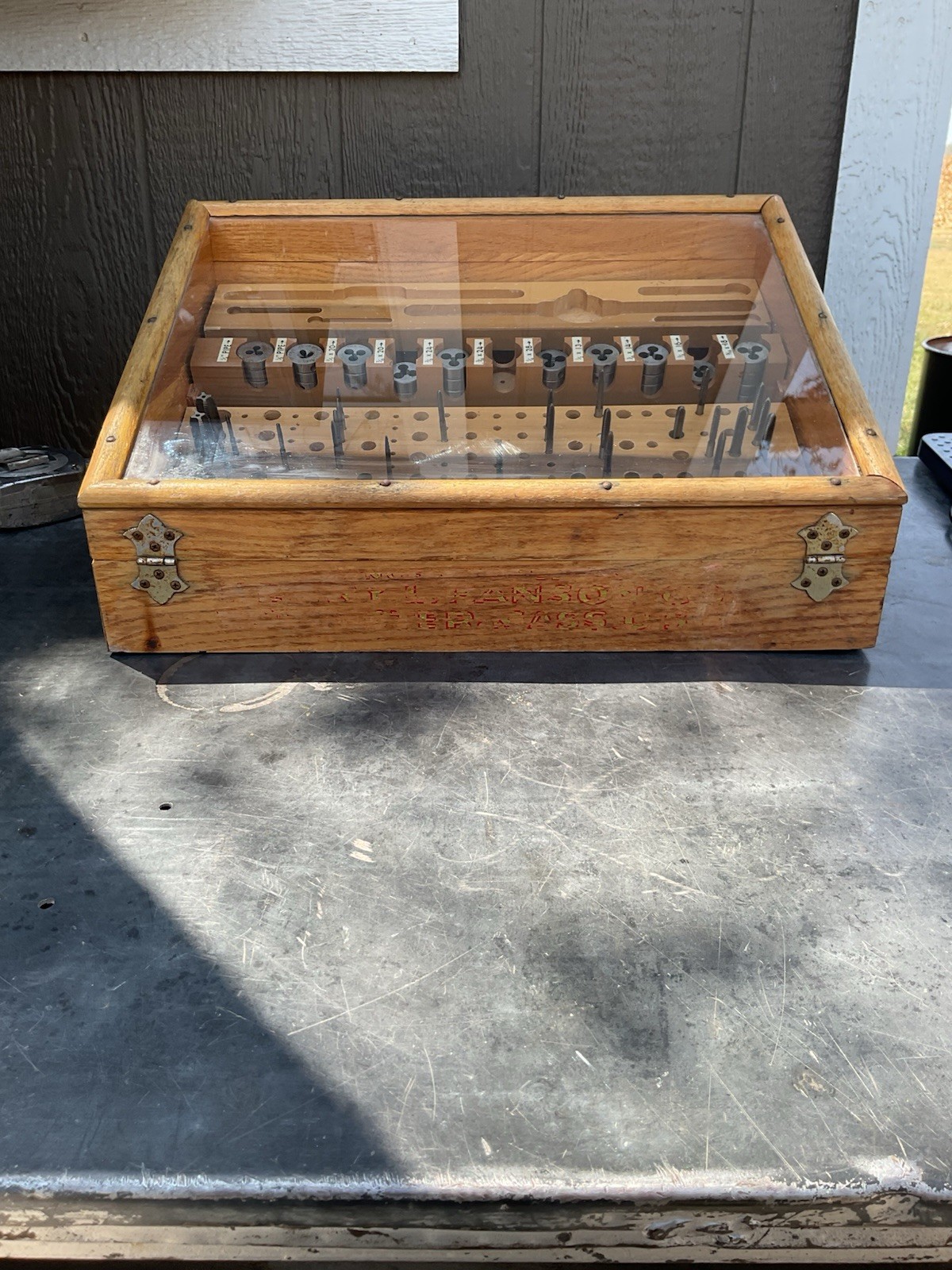 Vintage Henry L Hansen Tap And Die Tool Sales Display Case With Some Supplies Vintage Henry L Hansen Tap And Die Tool Sales Display Case With Some Supplies