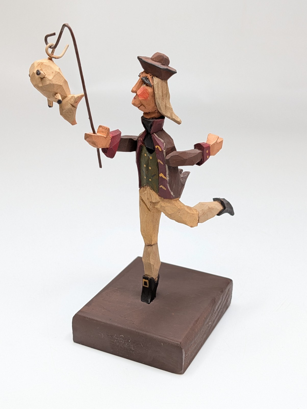 Vintage Vaughn Rawson Whimsical Whittler To Market To Market Carved Wood Pig