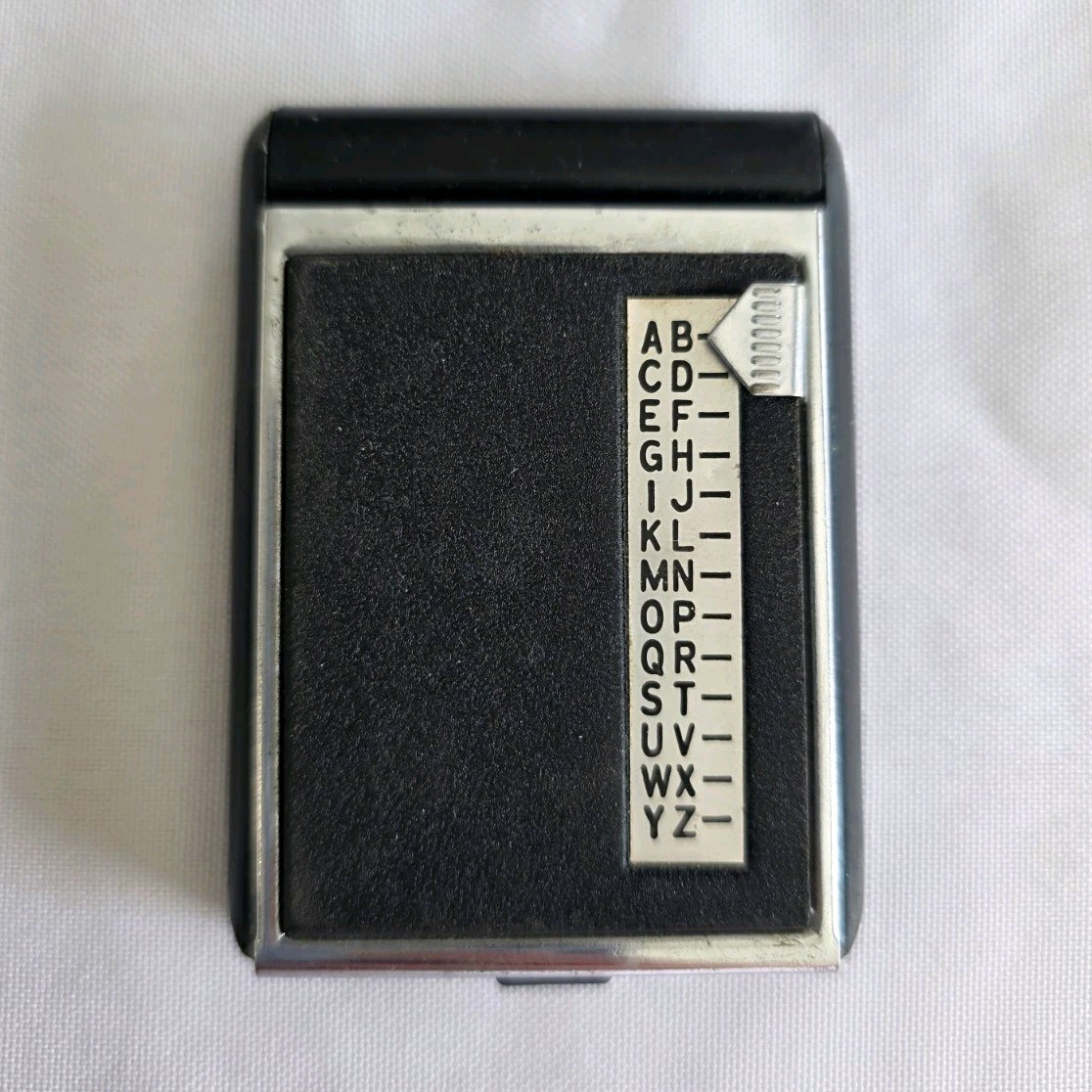 Vintage 1950s Mini Pocket Phone Address Book A-Z Slider List Finder