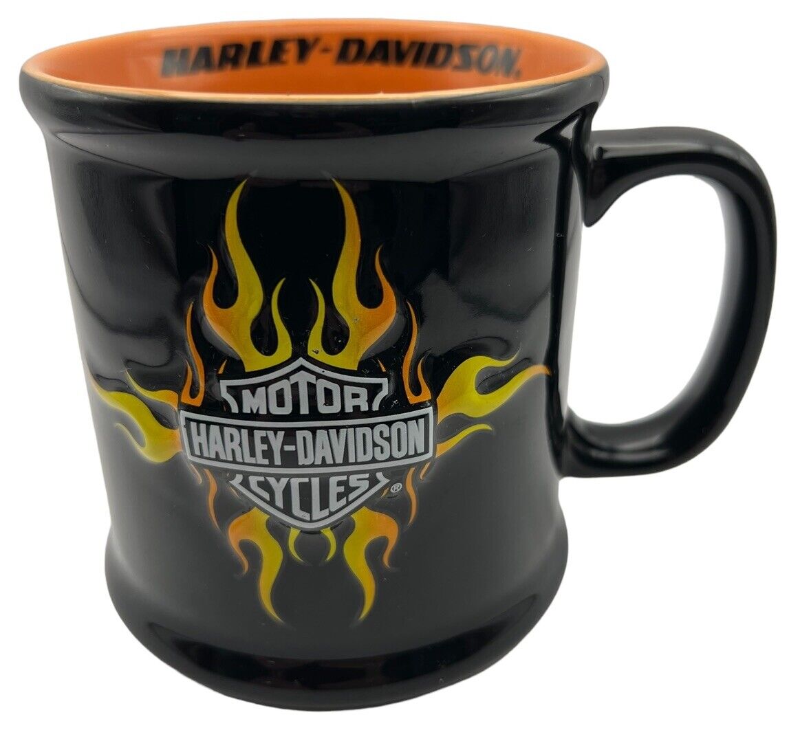 Vintage Harley Davidson Mug Cup 2001 Officially Licensed 3D Bar Shield Flames