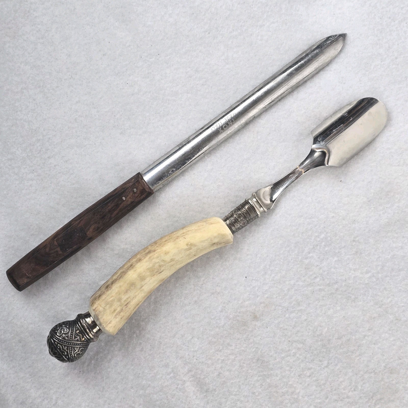 Vintage INOX Cheese Corer Italy & 925 Sterling Silver PRILL Stilton Scoop Spoon
