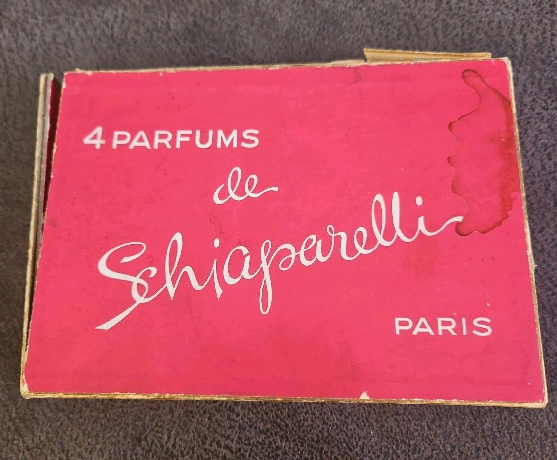 RARE Vintage Box of Schiaparelli Parfums SNUFF, ZUT, SHOCKING, & SLEEPING in Box