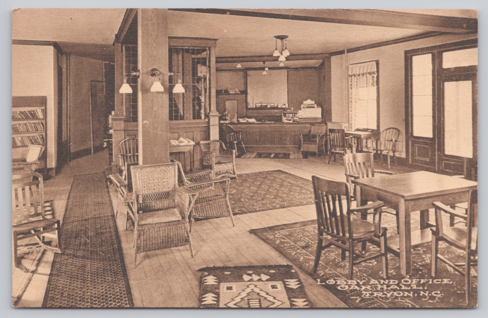 Tryon North Carolina, Oak Hall Lobby & Office SCARCE, Vintage Postcard Tryon North Carolina, Oak Hall Lobby & Office SCARCE, Vintage Postcard