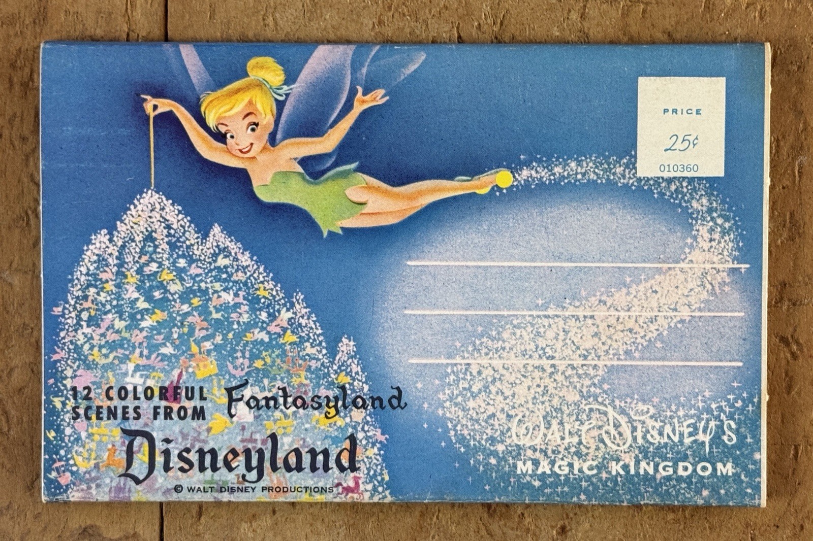 Vintage 1960s Disneyland Fantasyland Fold Out Postcard Booklet Uncirculated PA