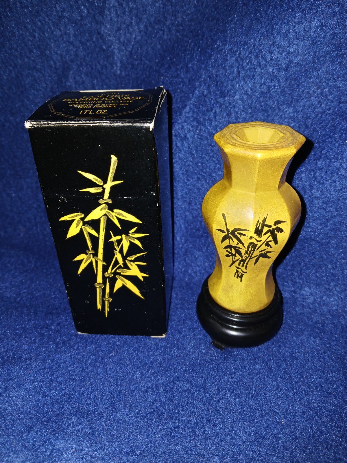 Vintage 70s-80s Avon Golden Bamboo Vase Moodwind Cologne 1oz Mostly Full