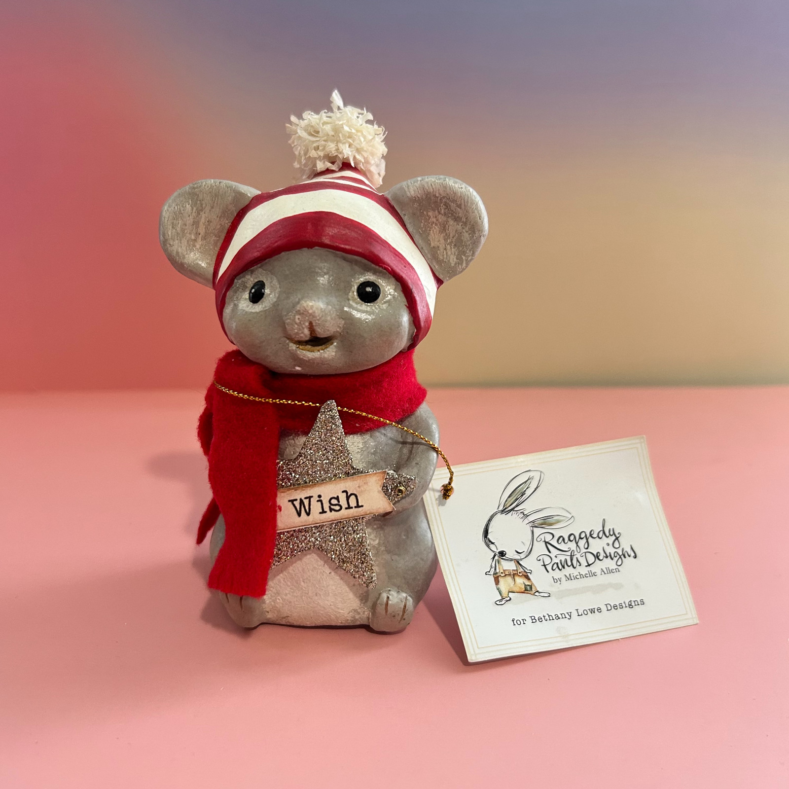 Bethany Lowe Raggedy Pants Designs Mouse Wish Star Christmas Figurine w/ Tag