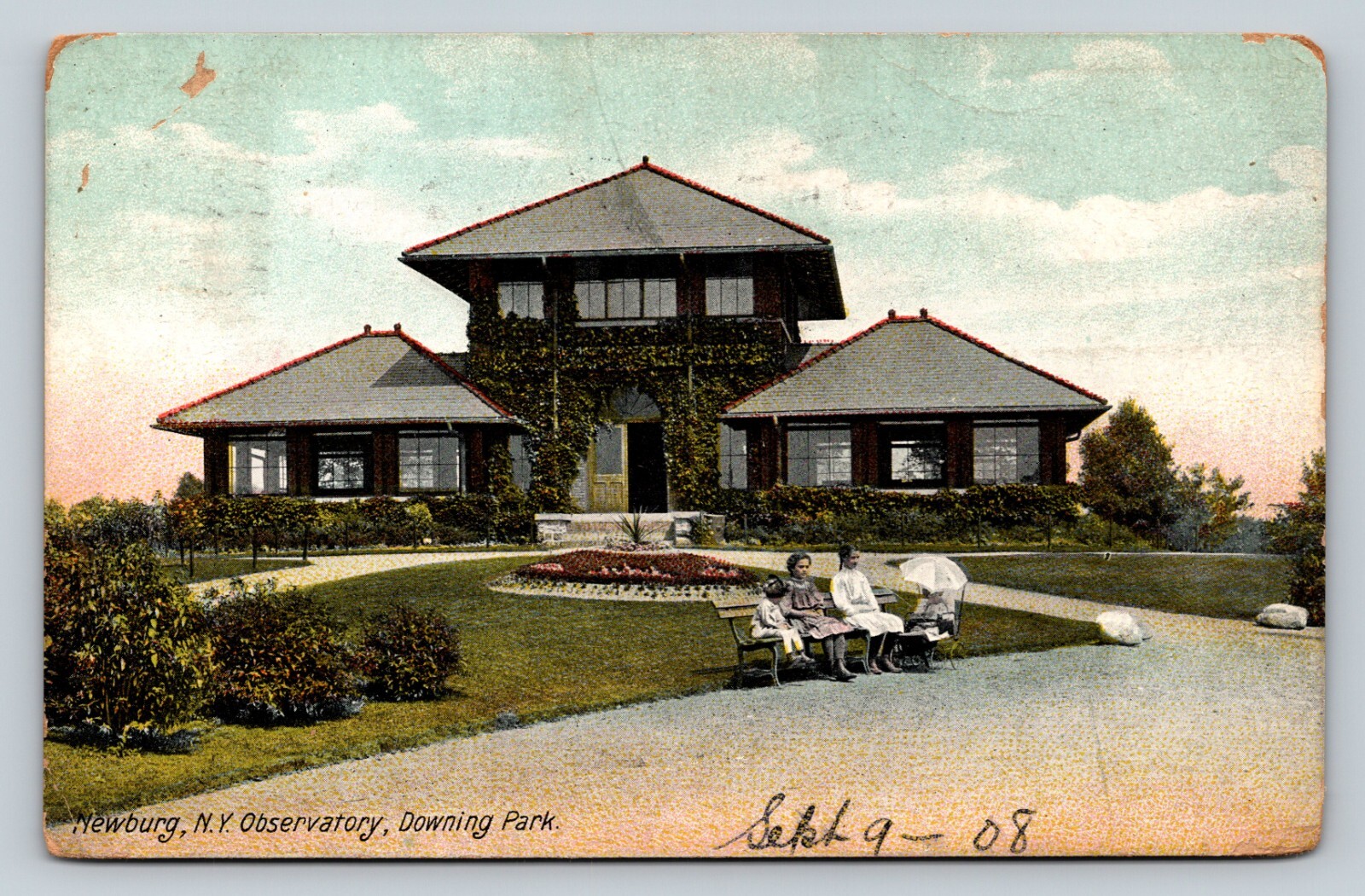 c1908 Newburg New York NY Observatory, Downing Park ANTIQUE Postcard