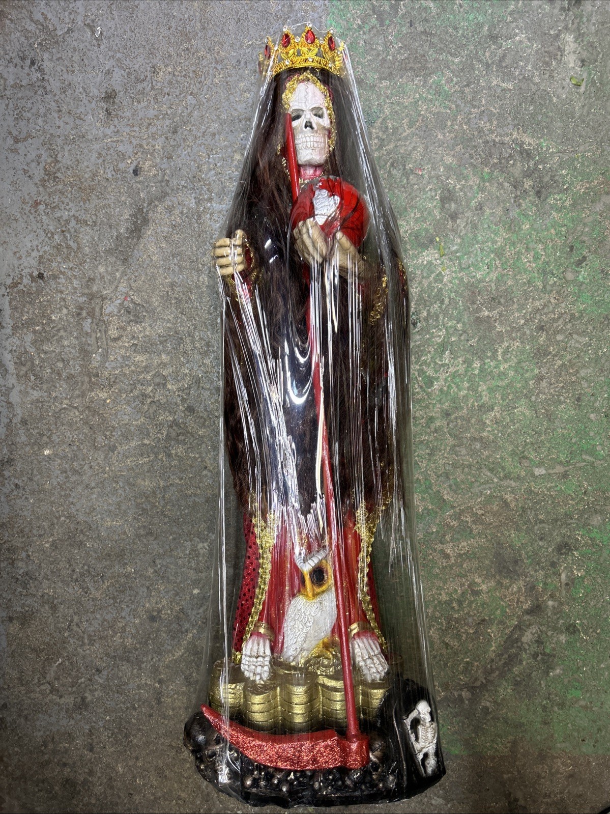 Santa Muerte Red 28in Queen With Hair Fixed